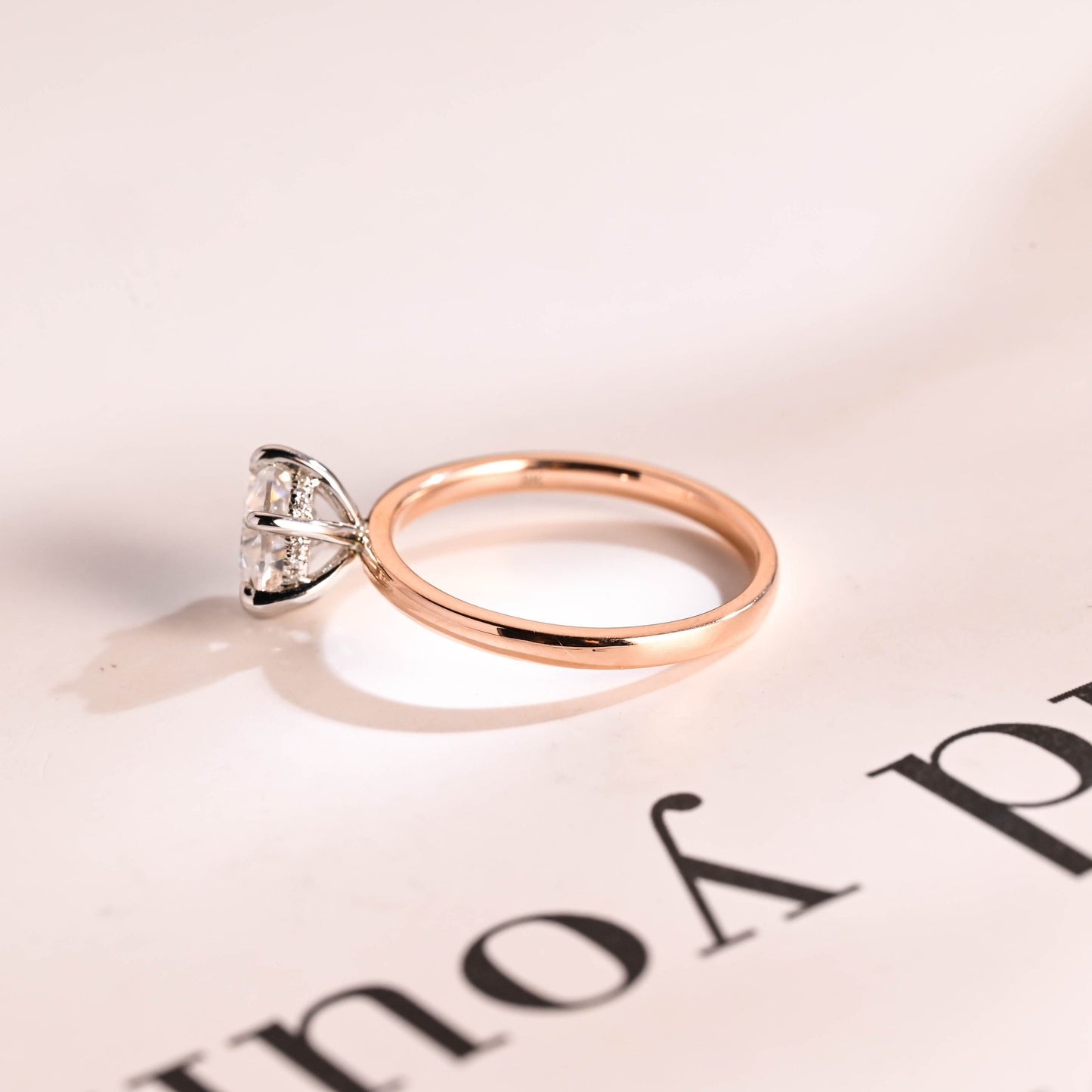 1.0 CT Round Cut Hidden Halo Moissanite Engagement Ring