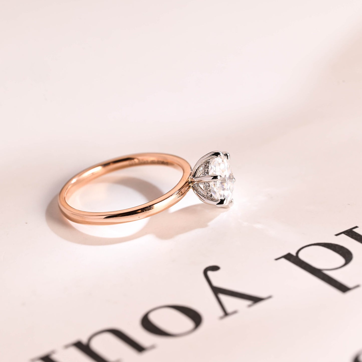 1.0 CT Round Cut Hidden Halo Moissanite Engagement Ring
