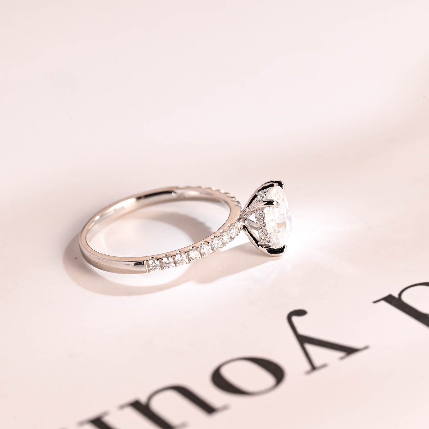 1.22 CT Cushion Cut Hidden Halo Moissanite Engagement Ring