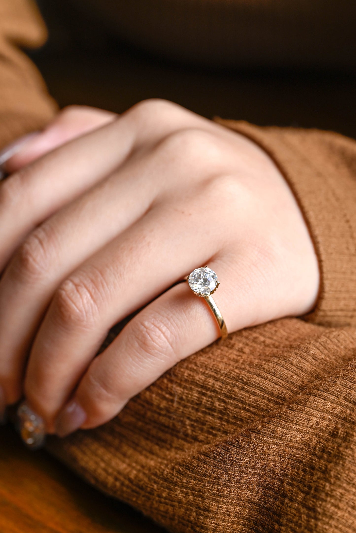 1.2 CT Round Cut Solitaire Moissanite Engagement Ring