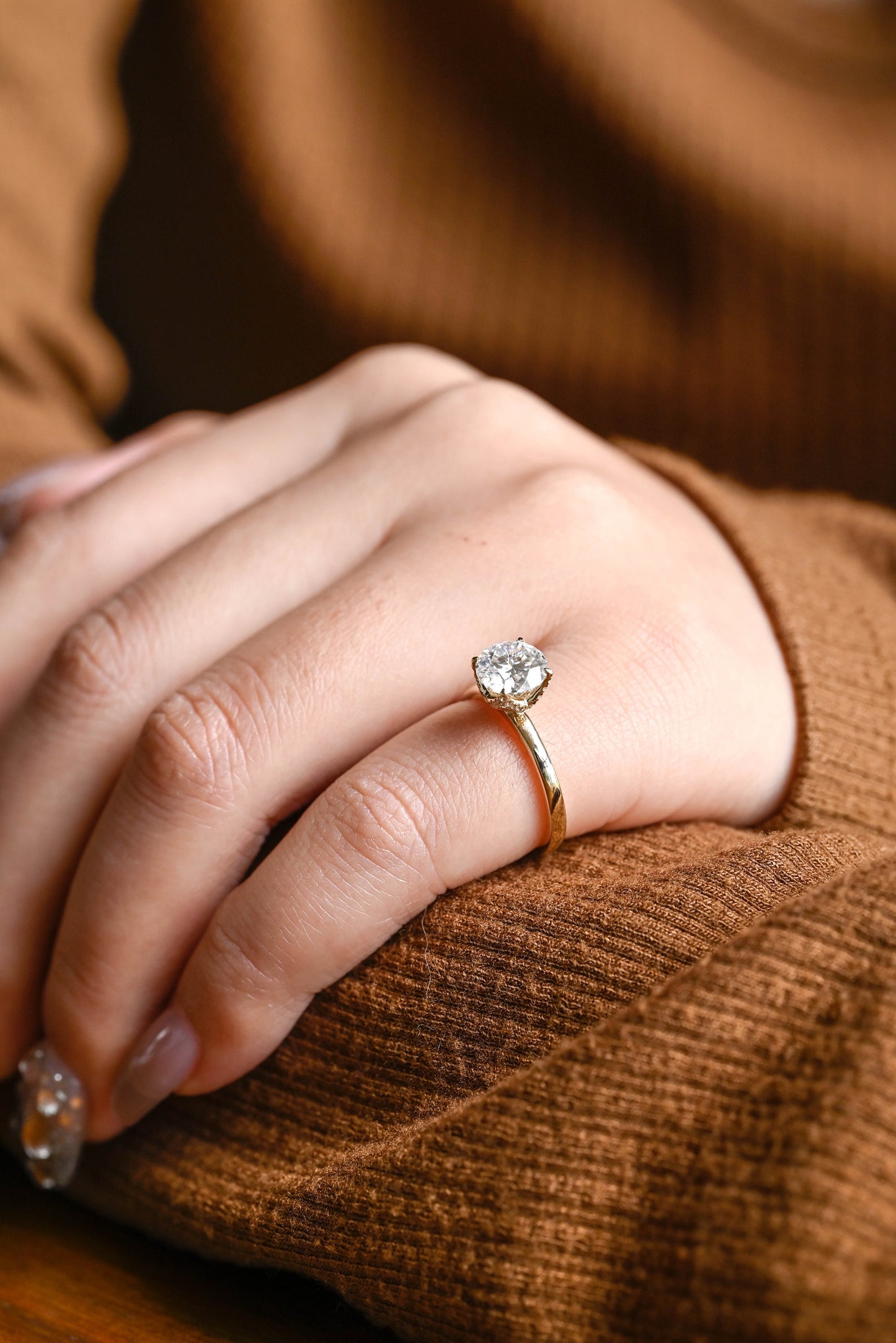 1.2 CT Round Cut Solitaire Moissanite Engagement Ring