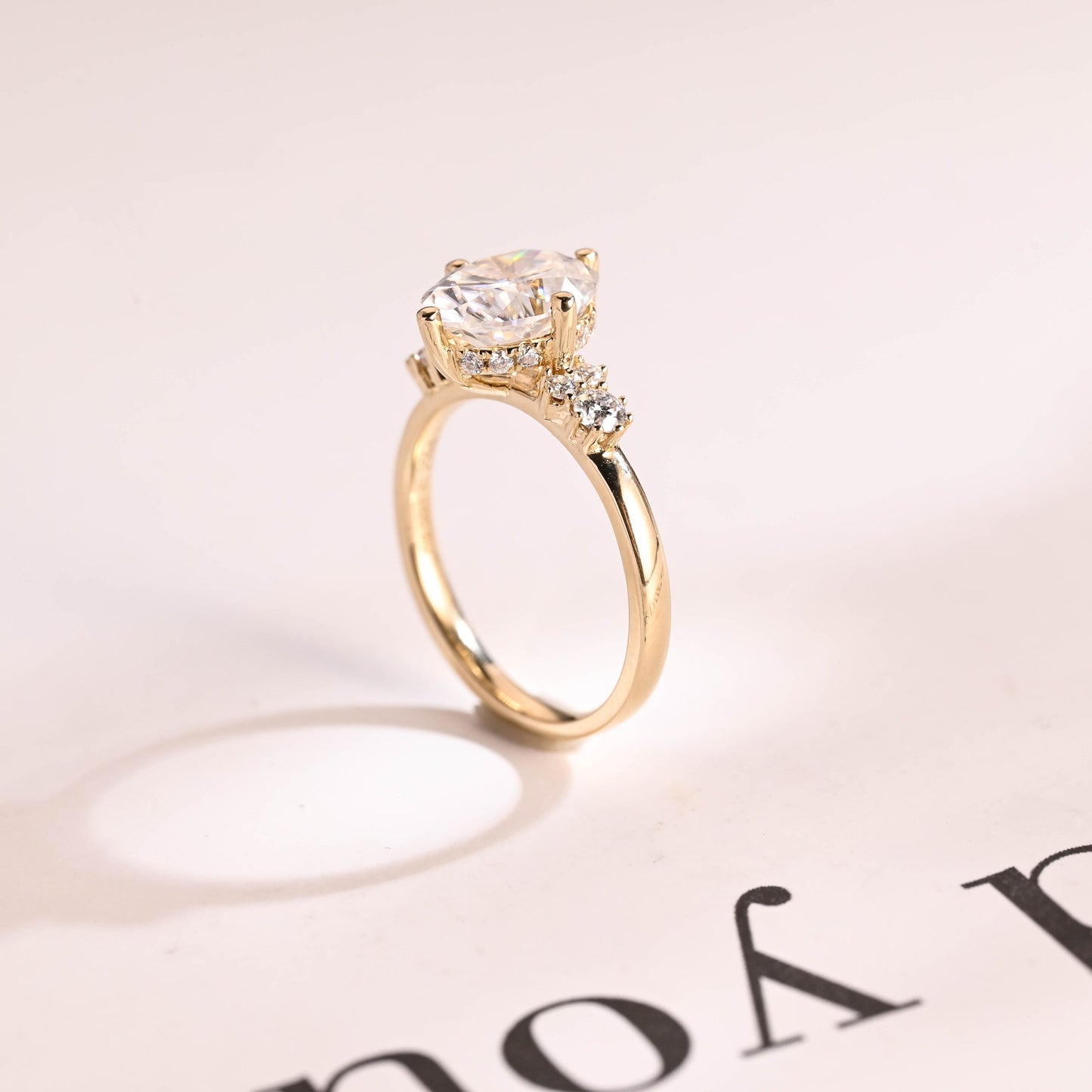 2.0 CT Oval Cut Cluster Moissanite Engagement Ring