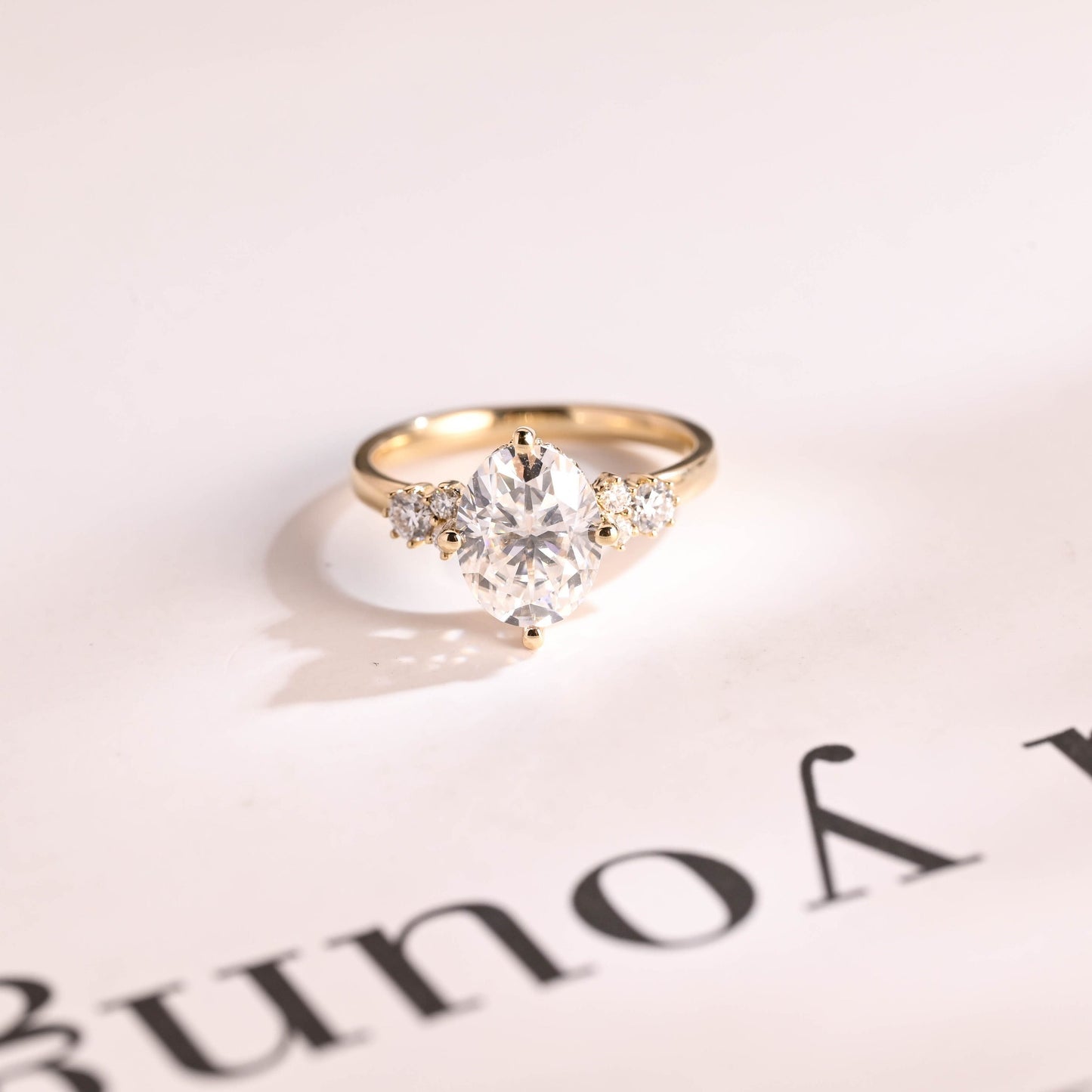 2.0 CT Oval Cut Cluster Moissanite Engagement Ring