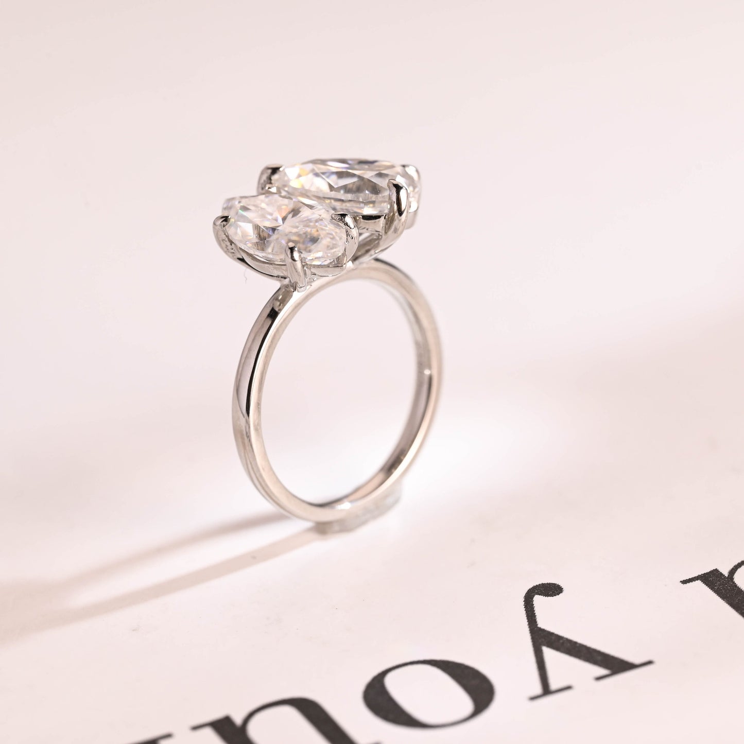 2.0 CT Marquise & Pear Cut Two Stone Moissanite Engagement Ring