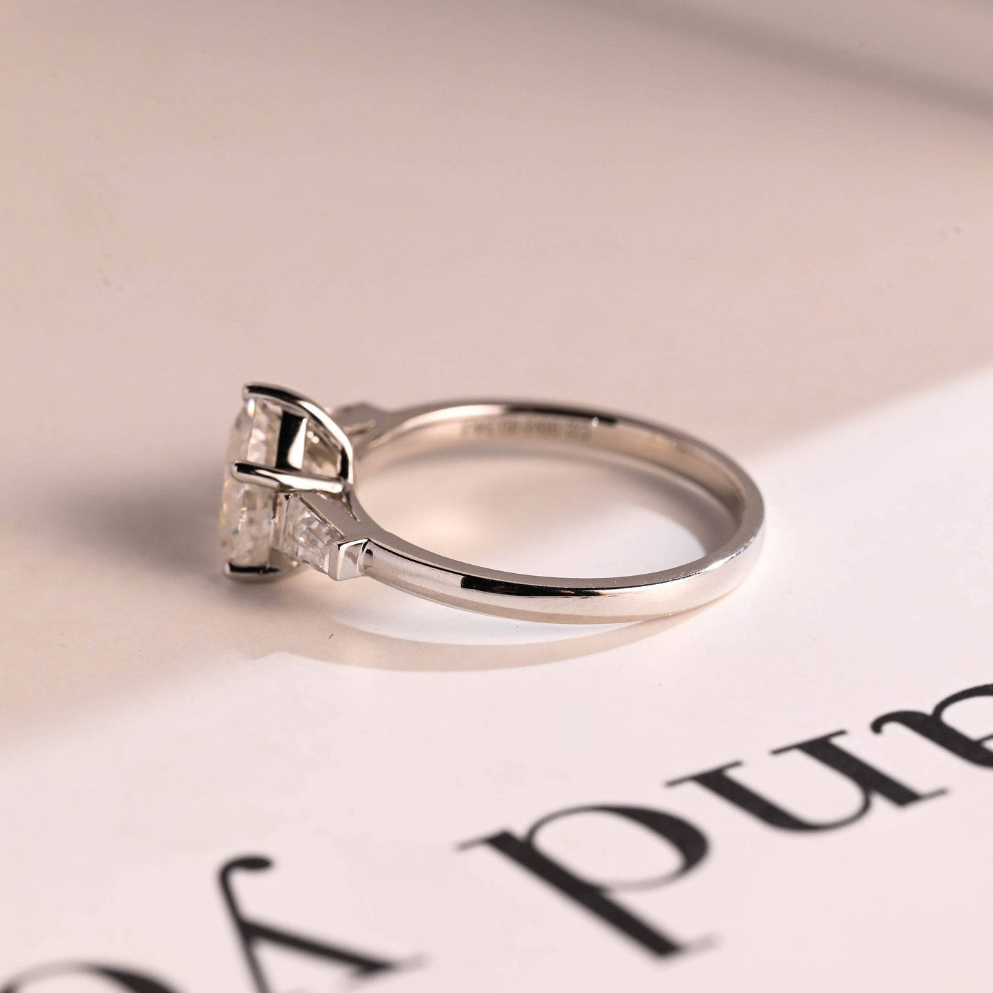 2.0 CT Heart Cut Three Stone Moissanite Engagement Ring
