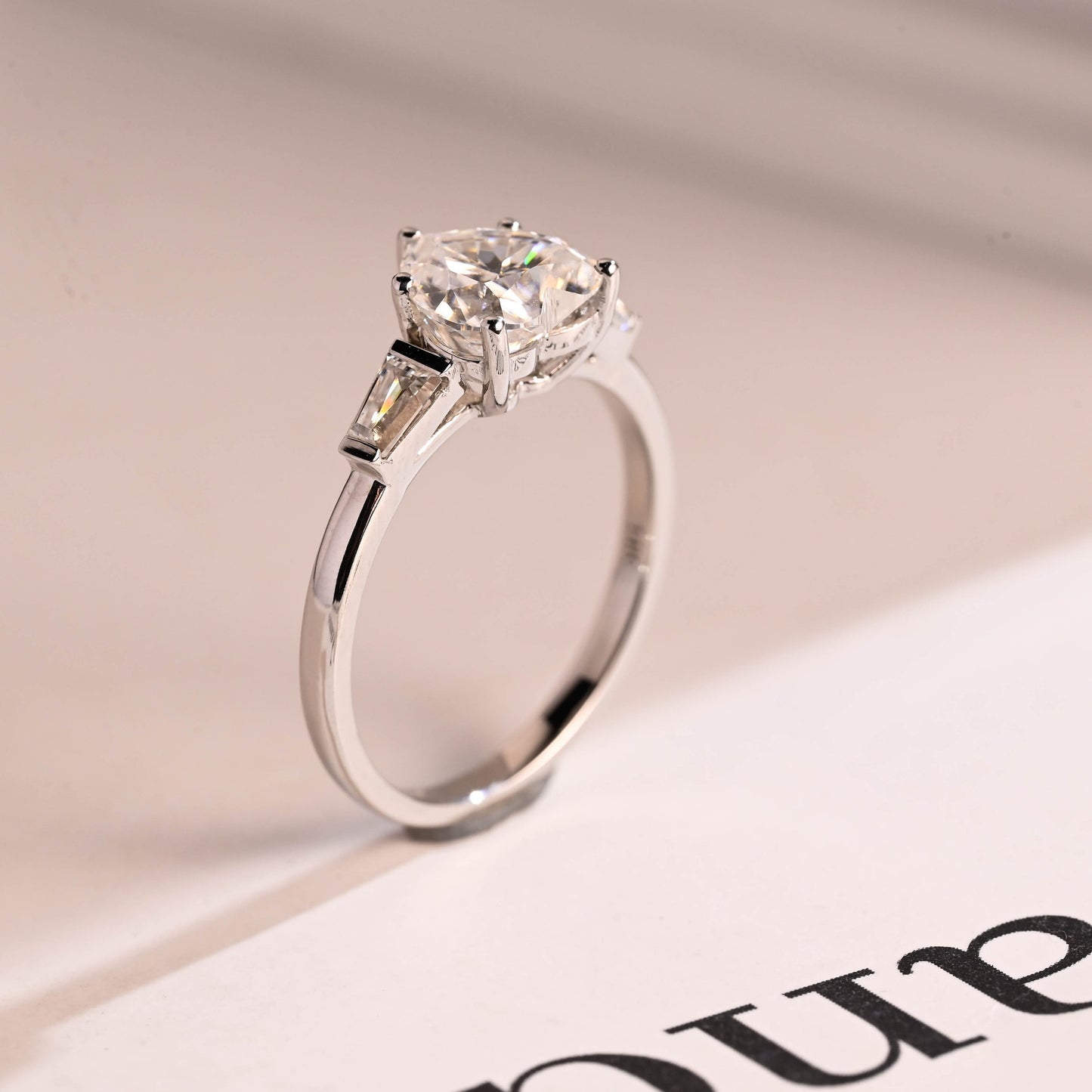 2.0 CT Heart Cut Three Stone Moissanite Engagement Ring