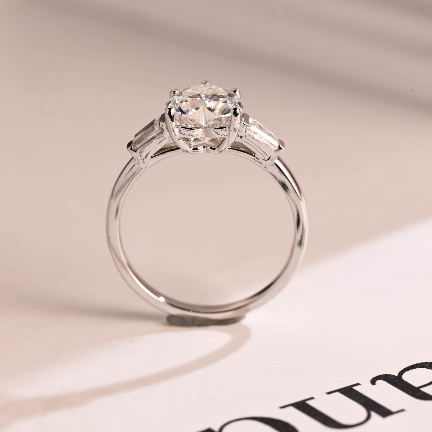 2.0 CT Heart Cut Three Stone Moissanite Engagement Ring