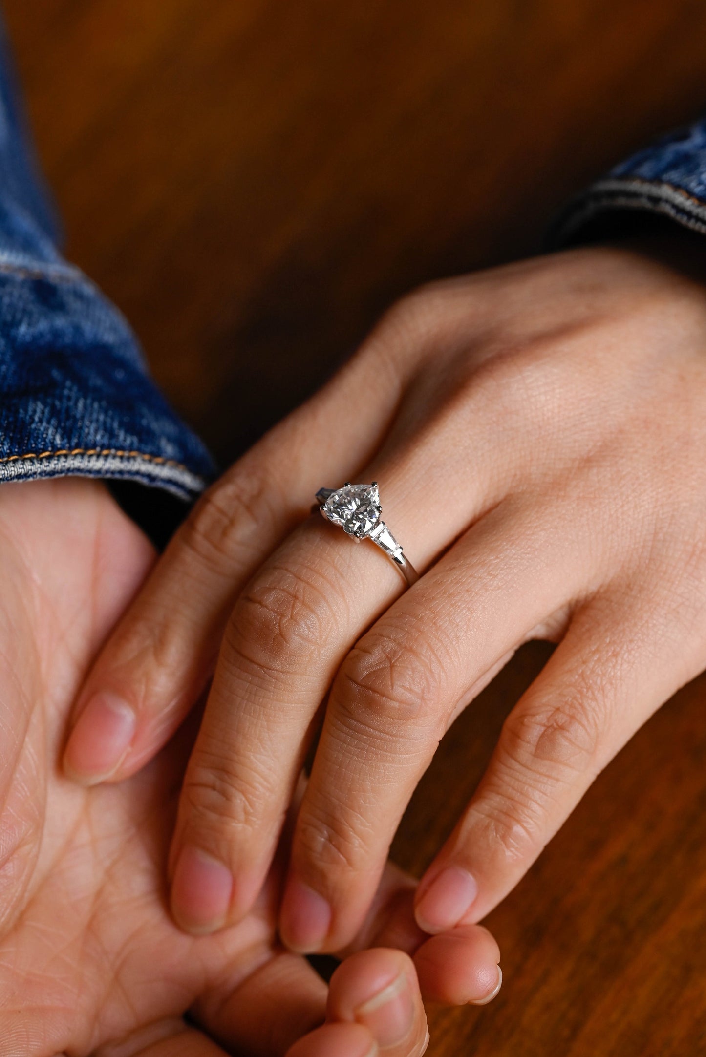 2.0 CT Heart Cut Three Stone Moissanite Engagement Ring