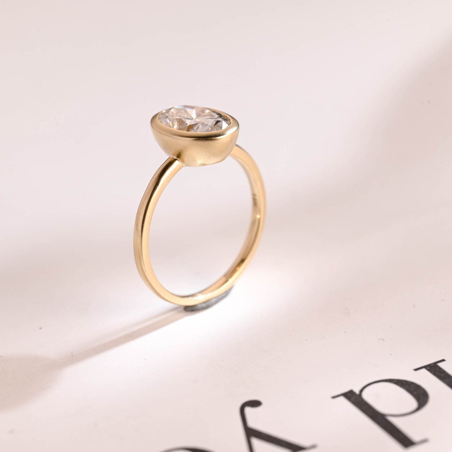 2.5 CT Oval Cut Bezel Moissanite Engagement Ring