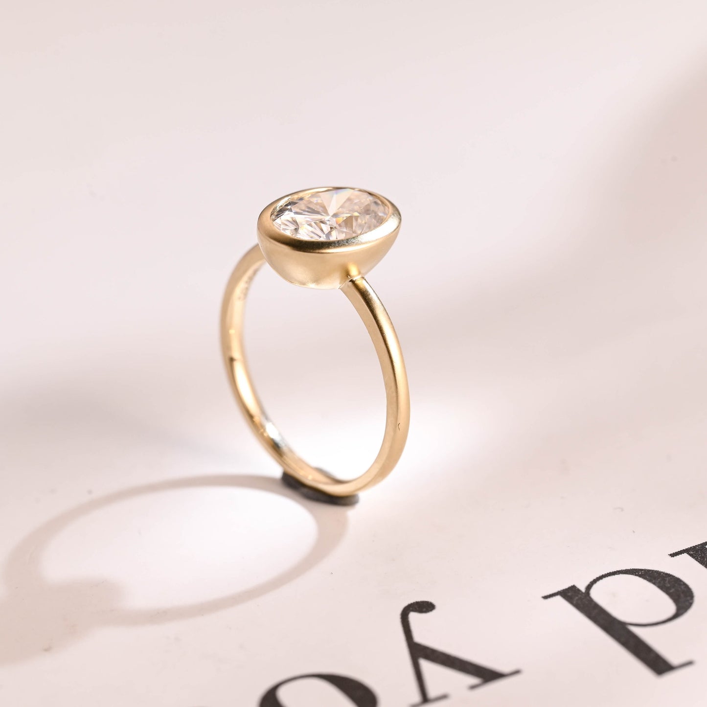 2.5 CT Oval Cut Bezel Moissanite Engagement Ring