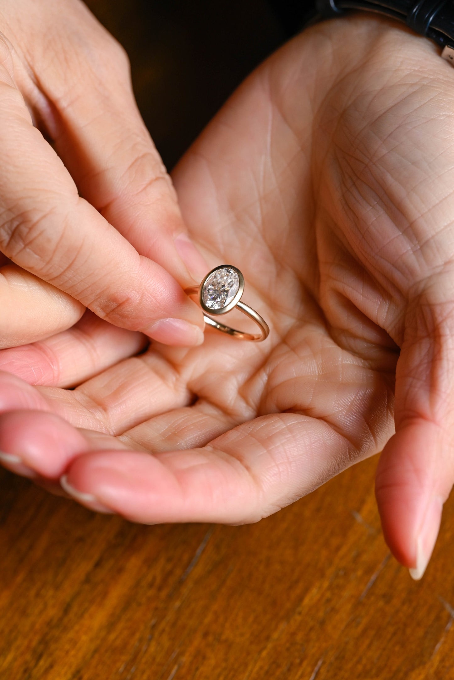 2.5 CT Oval Cut Bezel Moissanite Engagement Ring