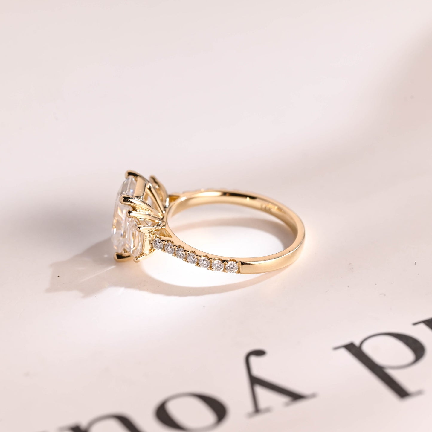 1.0 CT Radiant Cut Three Stone Moissanite Engagement Ring
