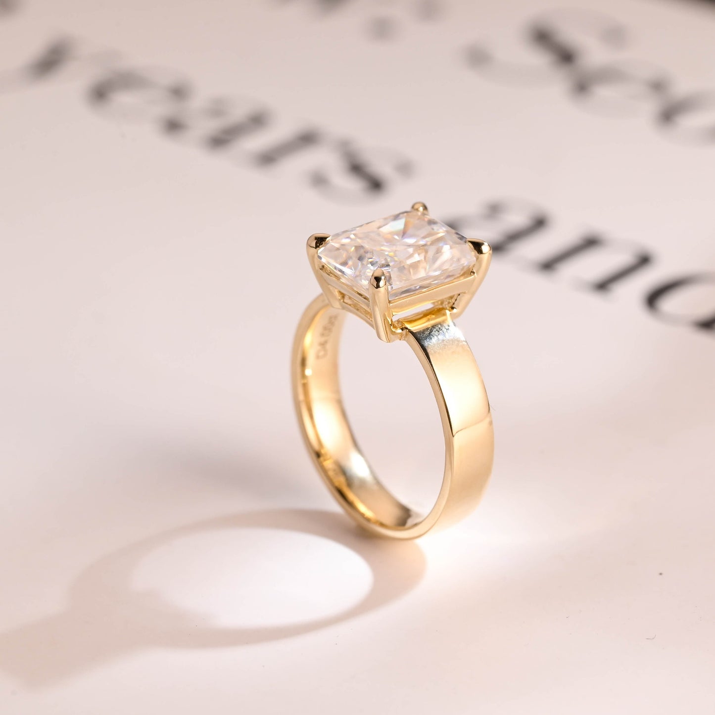 2.5 CT Radiant Cut Solitaire Moissanite Engagement Ring