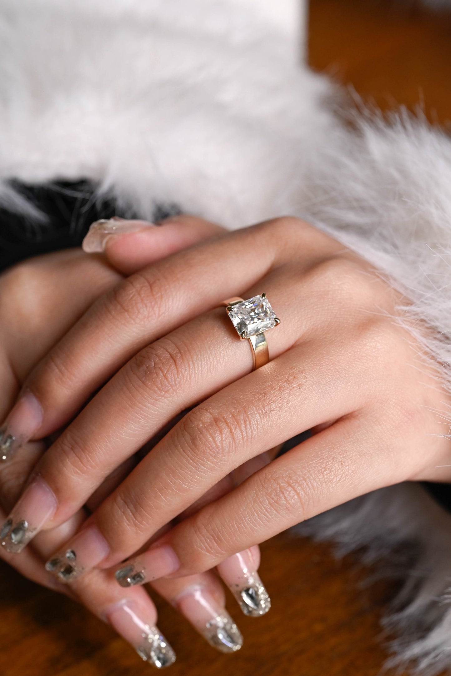2.5 CT Radiant Cut Solitaire Moissanite Engagement Ring