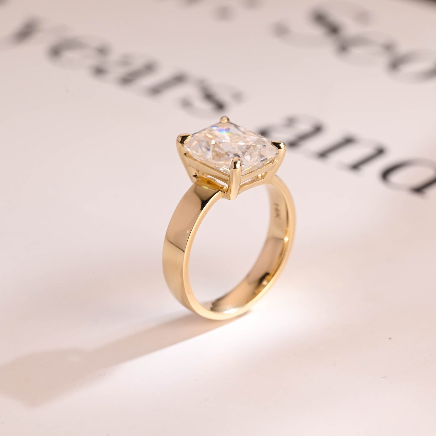 2.5 CT Radiant Cut Solitaire Moissanite Engagement Ring