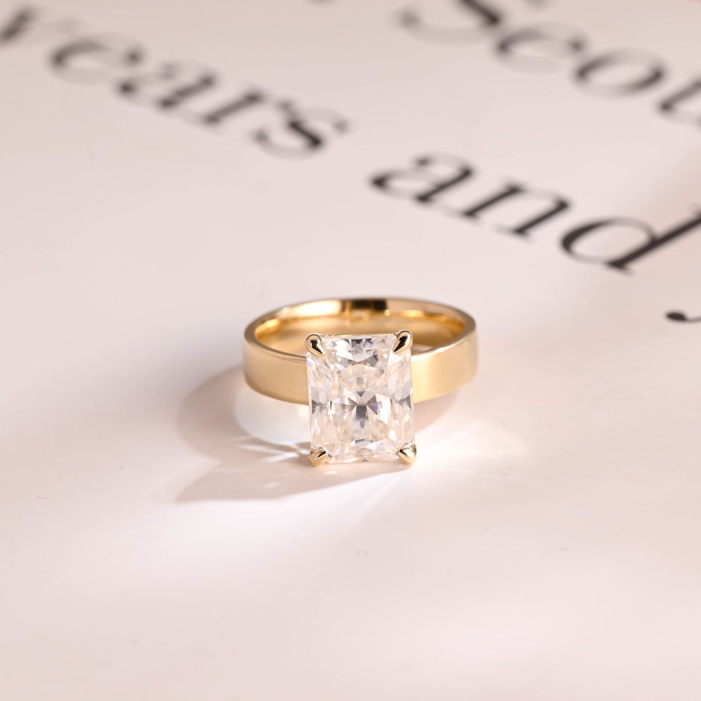2.5 CT Radiant Cut Solitaire Moissanite Engagement Ring