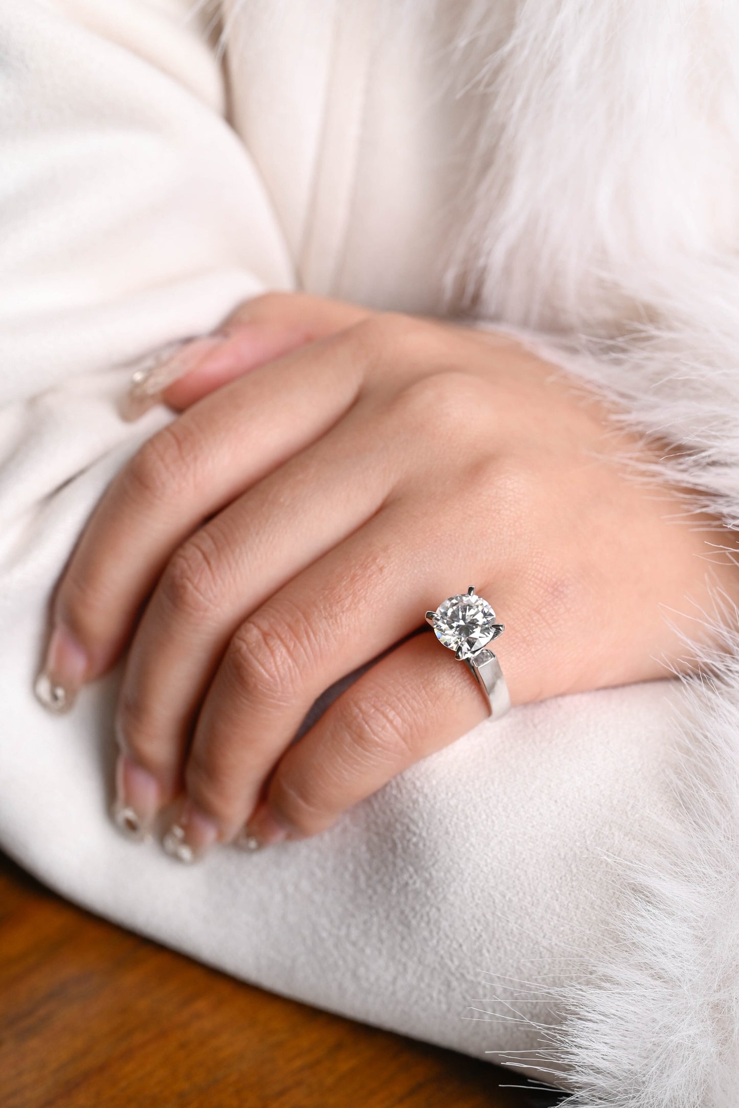 3.5 CT Round Cut Solitaire Moissanite Engagement Ring