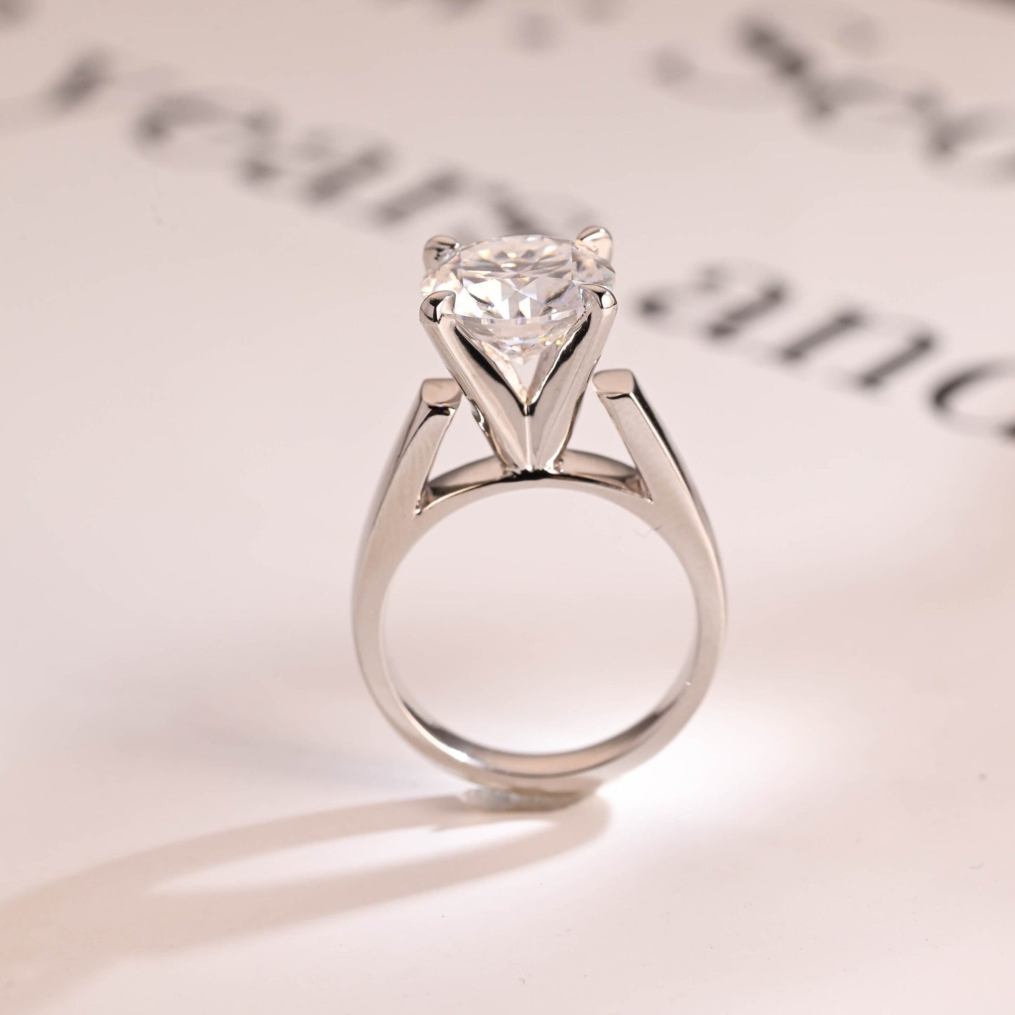 3.5 CT Round Cut Solitaire Moissanite Engagement Ring