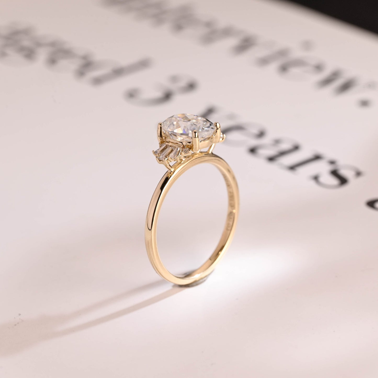 2.0 CT Oval Cut Cluster Moissanite Engagement Ring