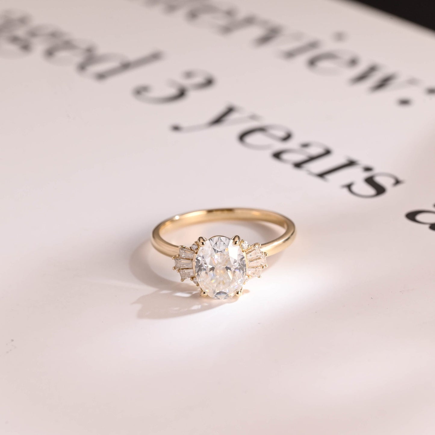 2.0 CT Oval Cut Cluster Moissanite Engagement Ring