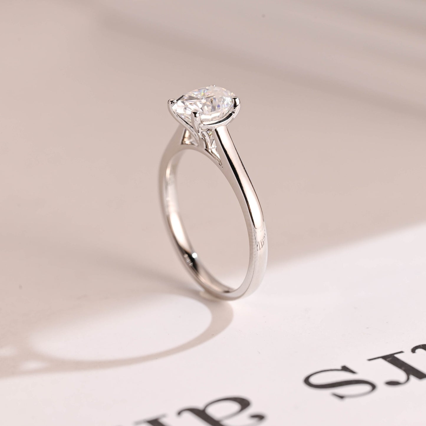 1.5 CT Oval Cut Solitaire Moissanite Engagement Ring