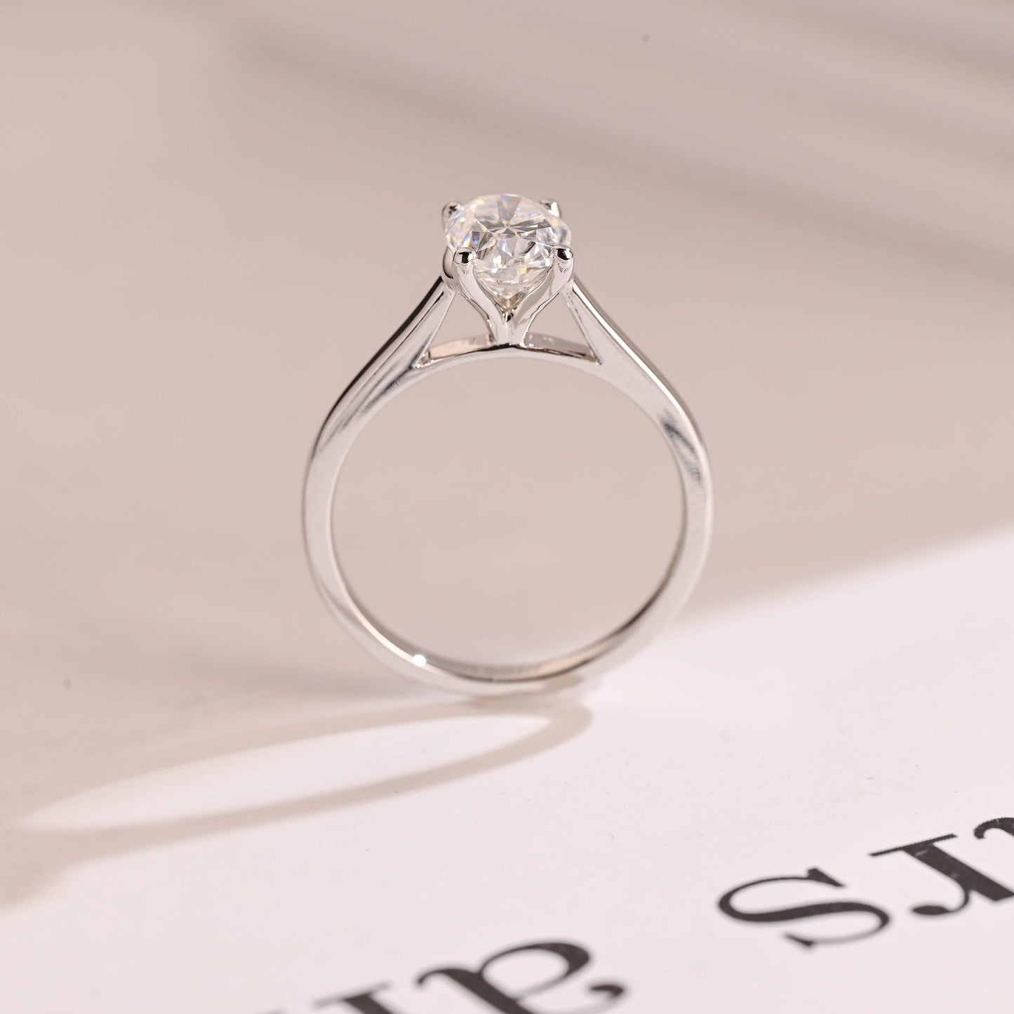 1.5 CT Oval Cut Solitaire Moissanite Engagement Ring