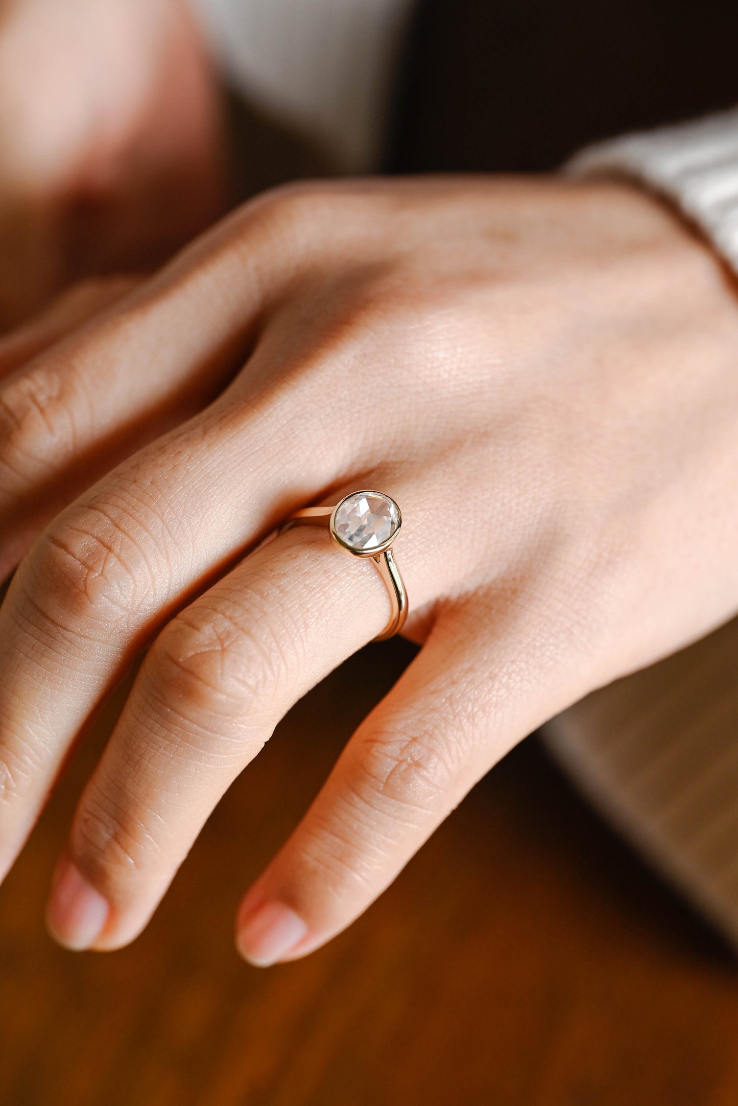 2.5 CT Oval Cut Bezel Moissanite Engagement Ring