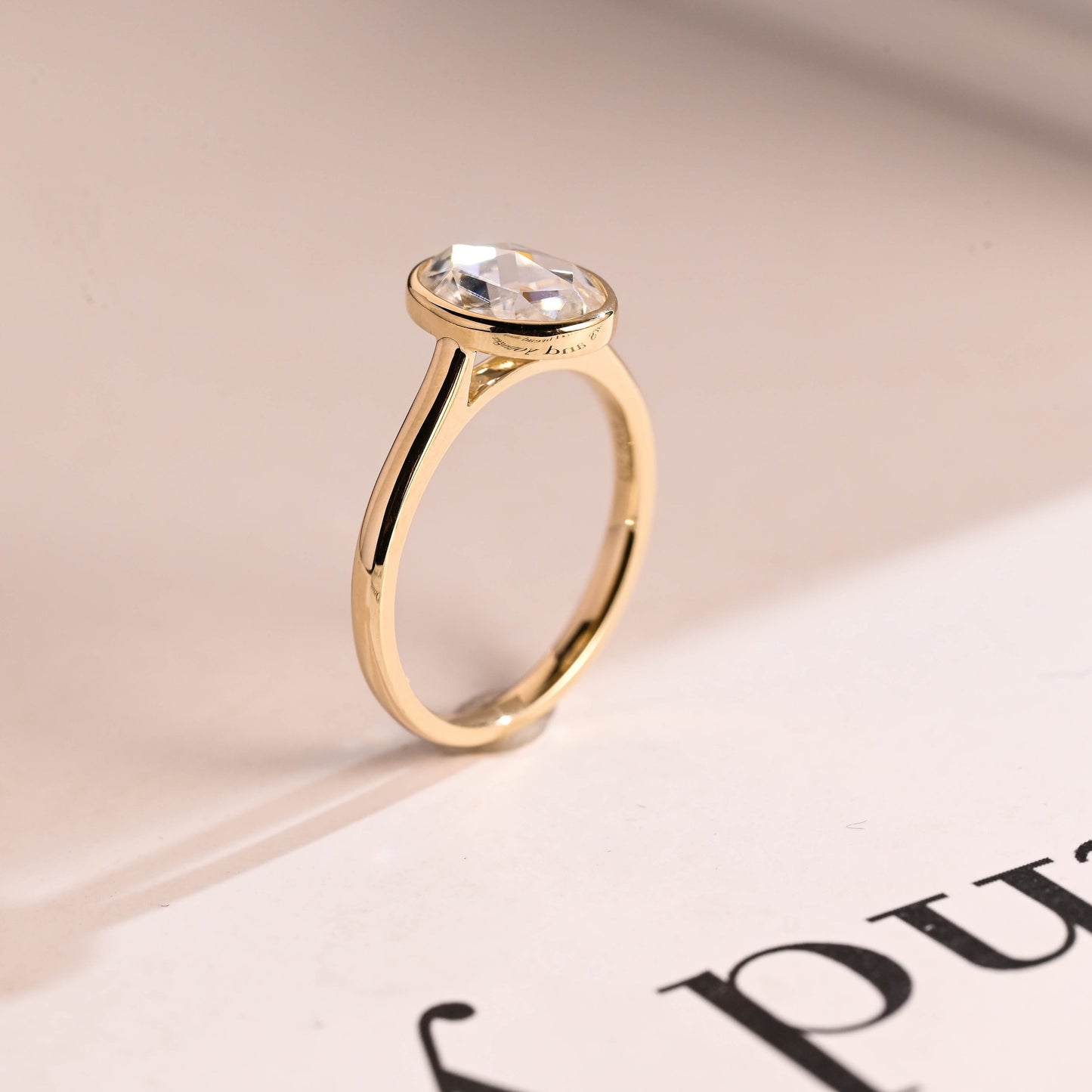 2.5 CT Oval Cut Bezel Moissanite Engagement Ring