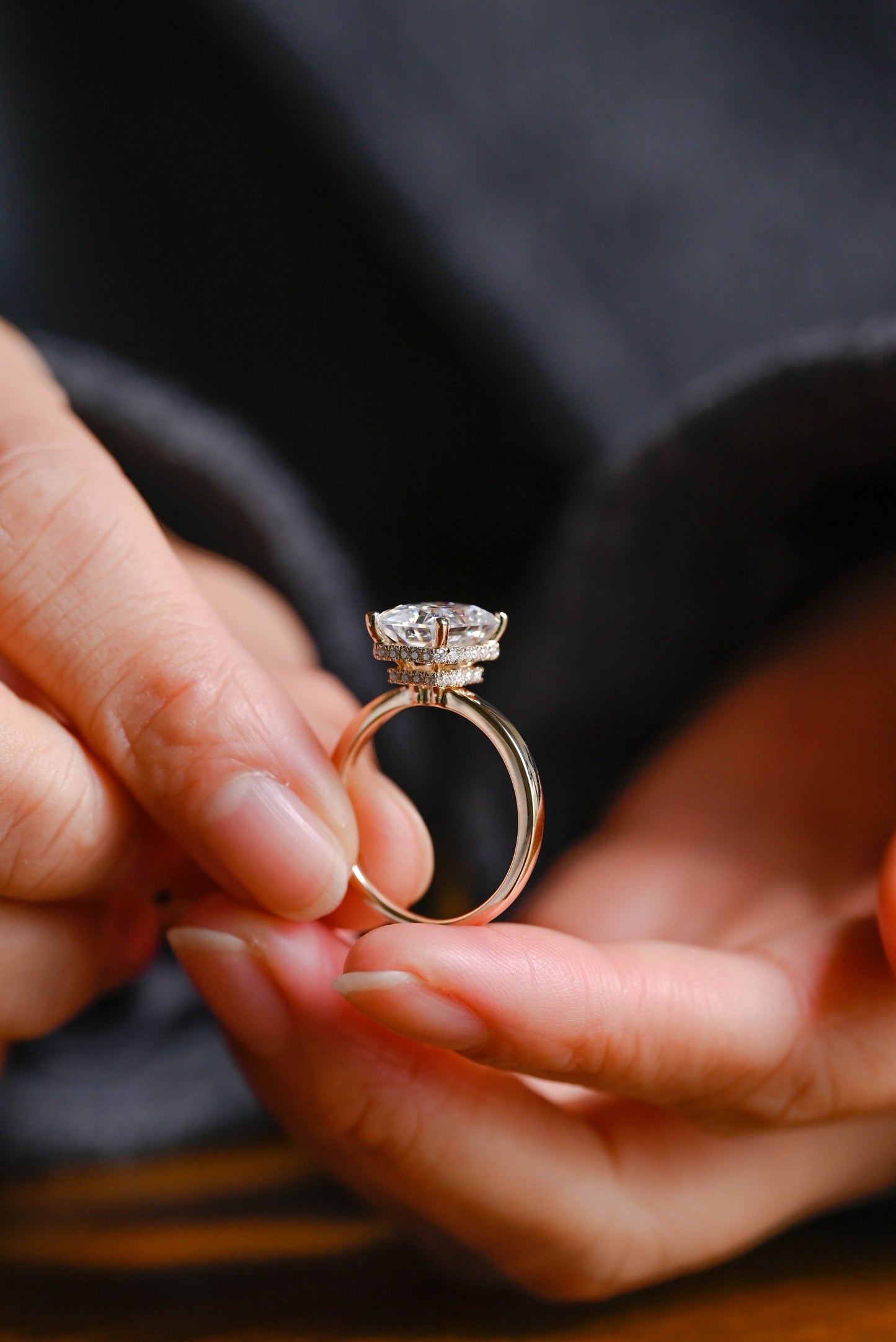 4.0 CT Radiant Cut Double Hidden Halo Moissanite Engagement Ring