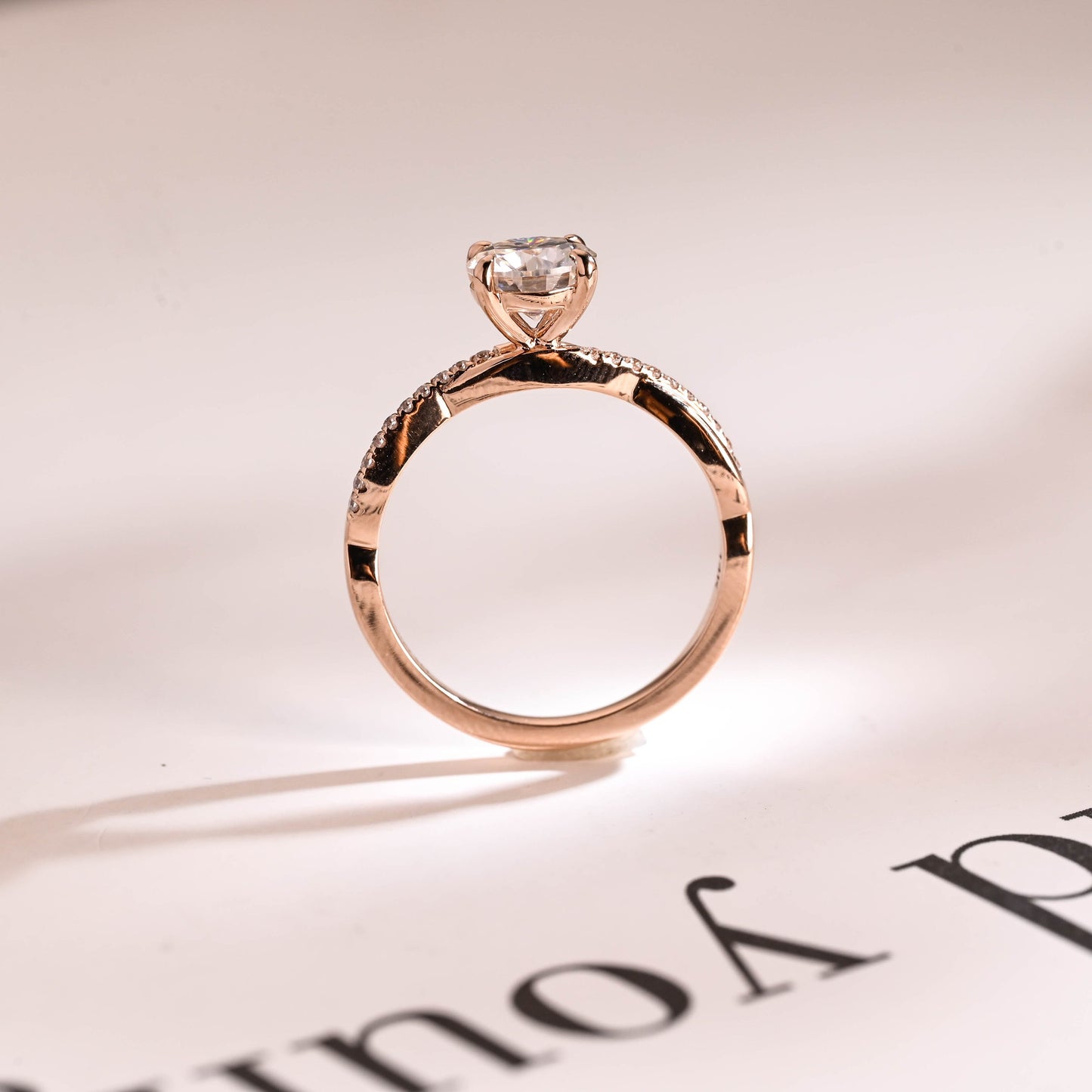 1.20 CT Round Cut Twisted Shank Moissanite Engagement Ring