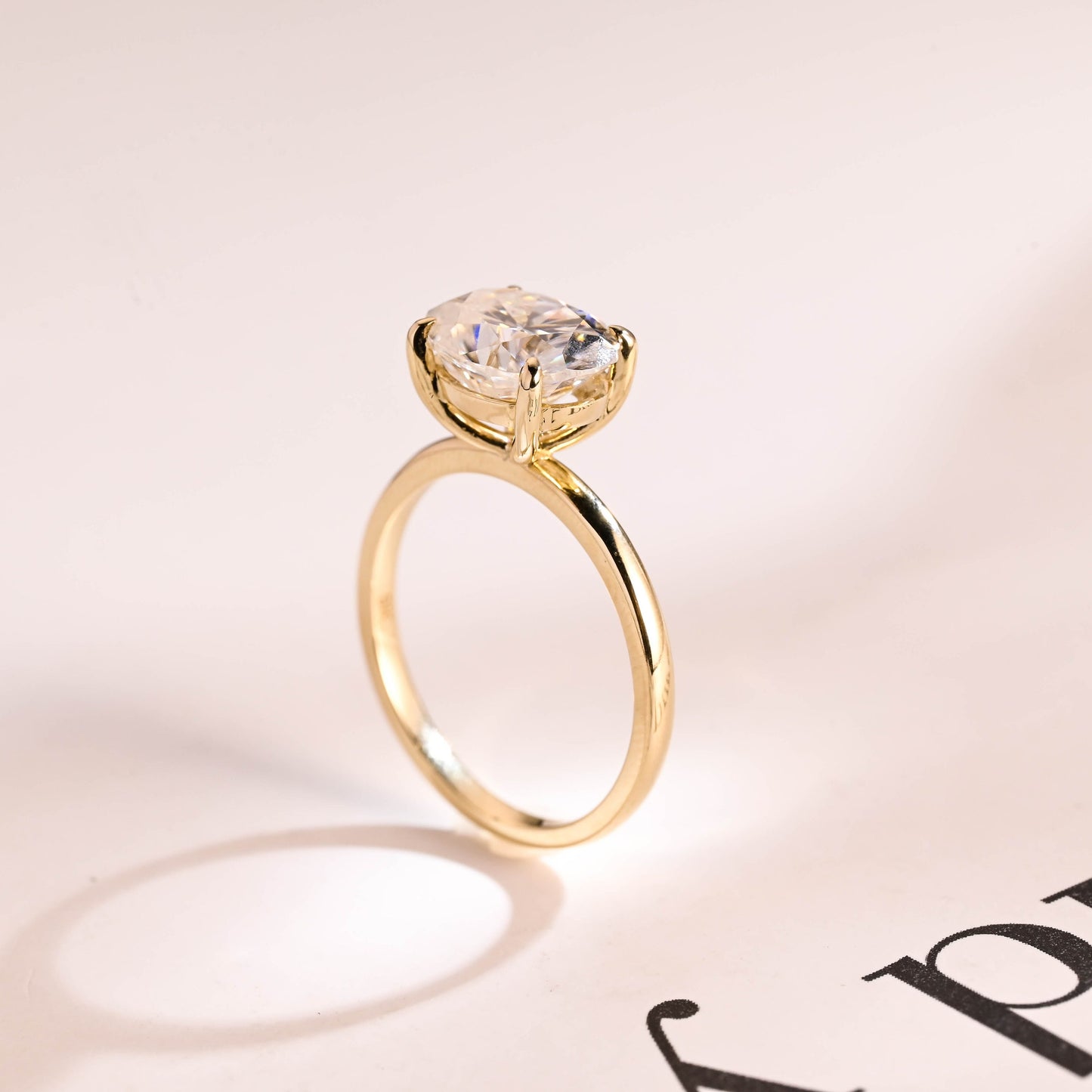 1.7 CT Oval Cut Solitaire Moissanite Engagement Ring