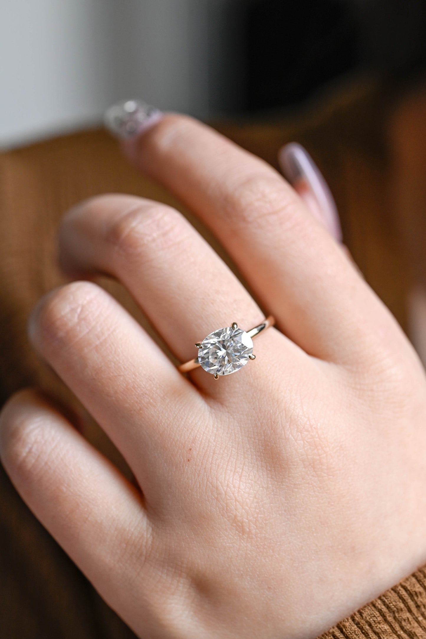 1.7 CT Oval Cut Solitaire Moissanite Engagement Ring