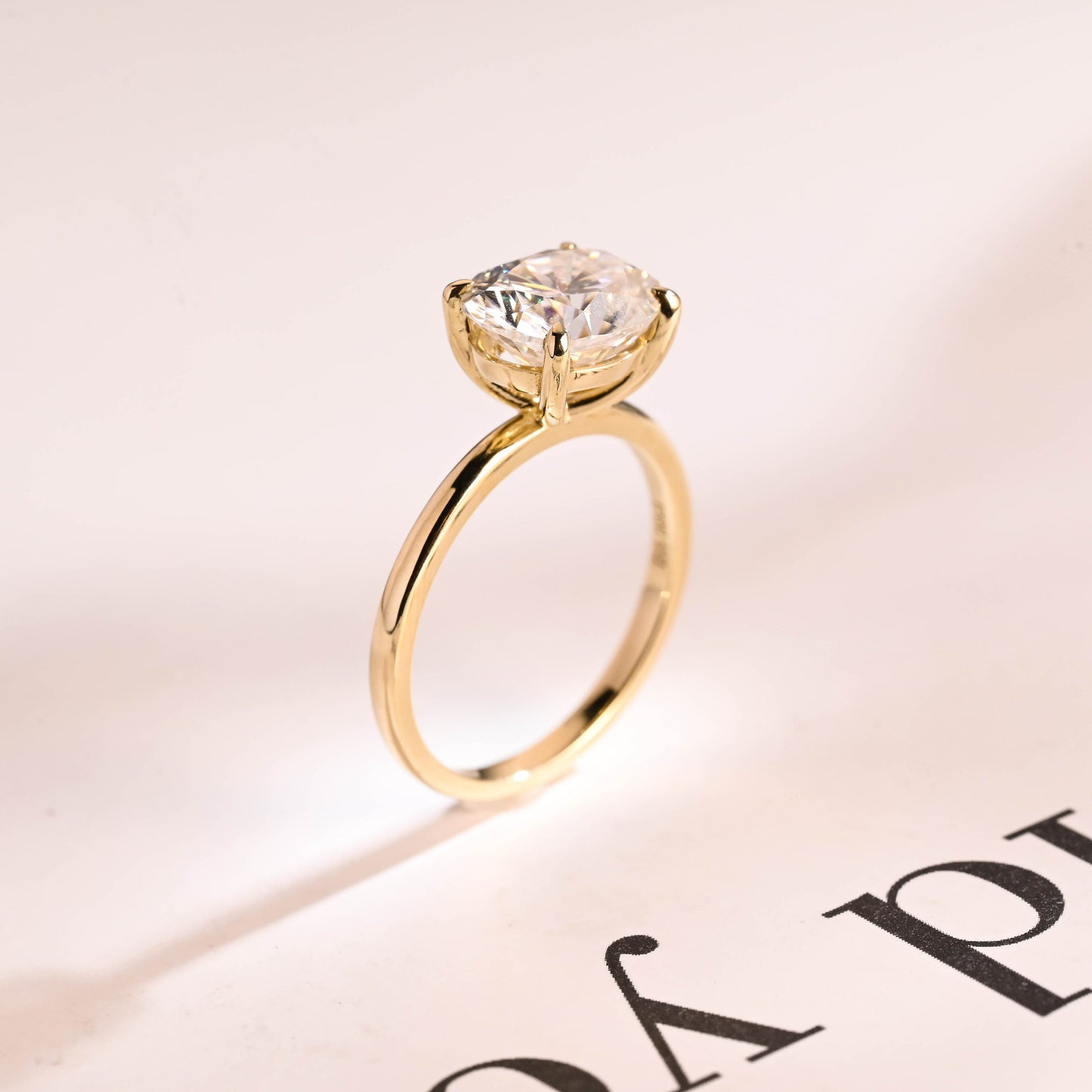 1.7 CT Oval Cut Solitaire Moissanite Engagement Ring