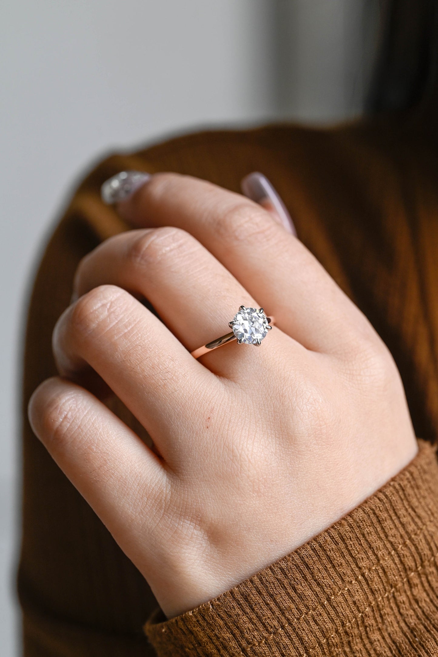 1.0 CT Round Cut Hidden Halo Moissanite Engagement Ring