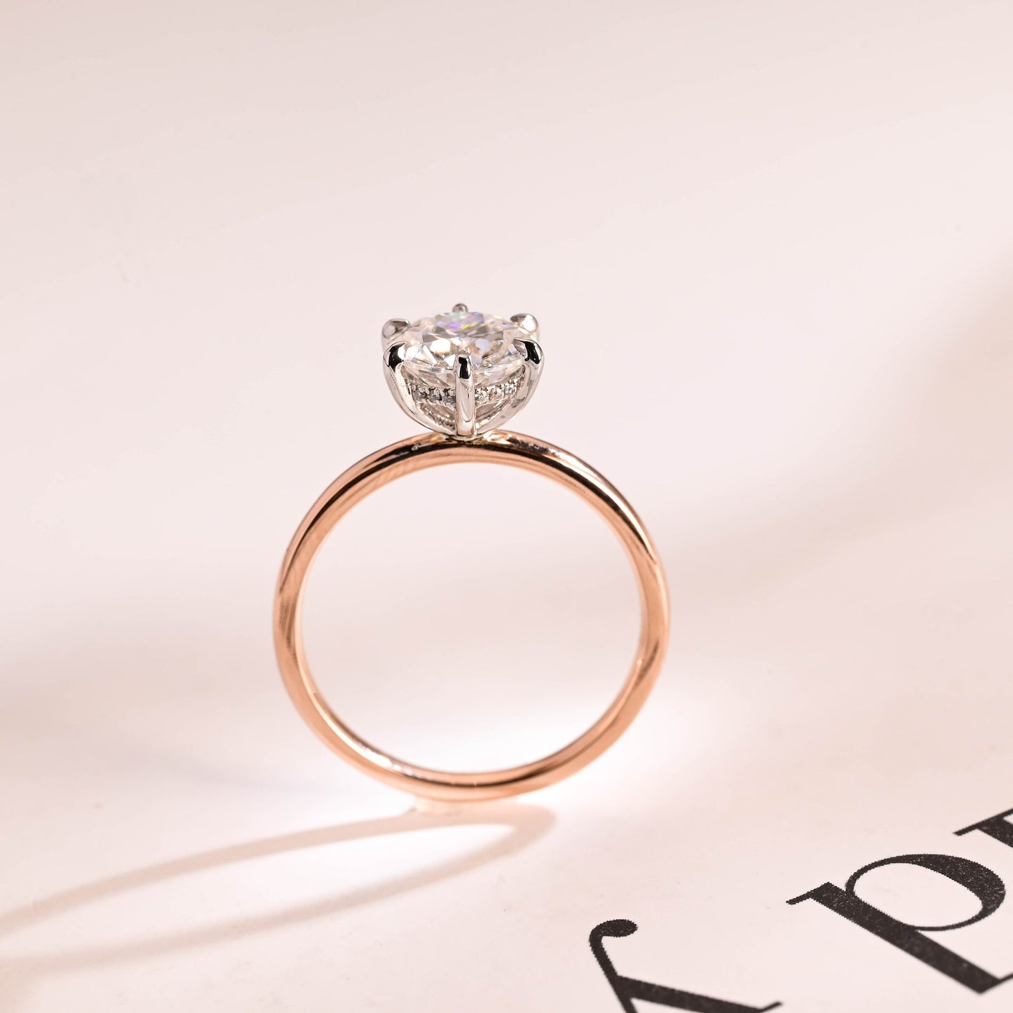 1.0 CT Round Cut Hidden Halo Moissanite Engagement Ring