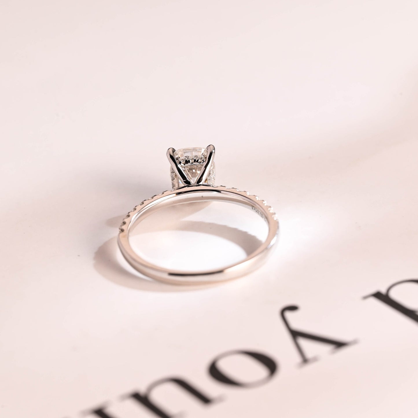 1.22 CT Cushion Cut Hidden Halo Moissanite Engagement Ring