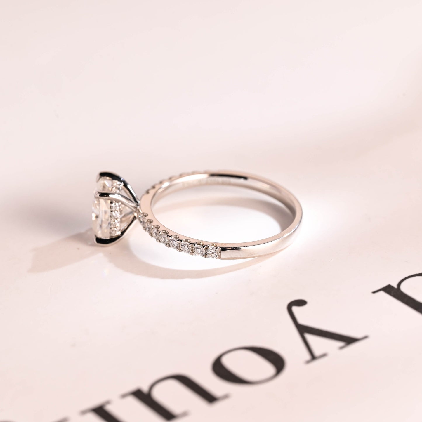 1.22 CT Cushion Cut Hidden Halo Moissanite Engagement Ring