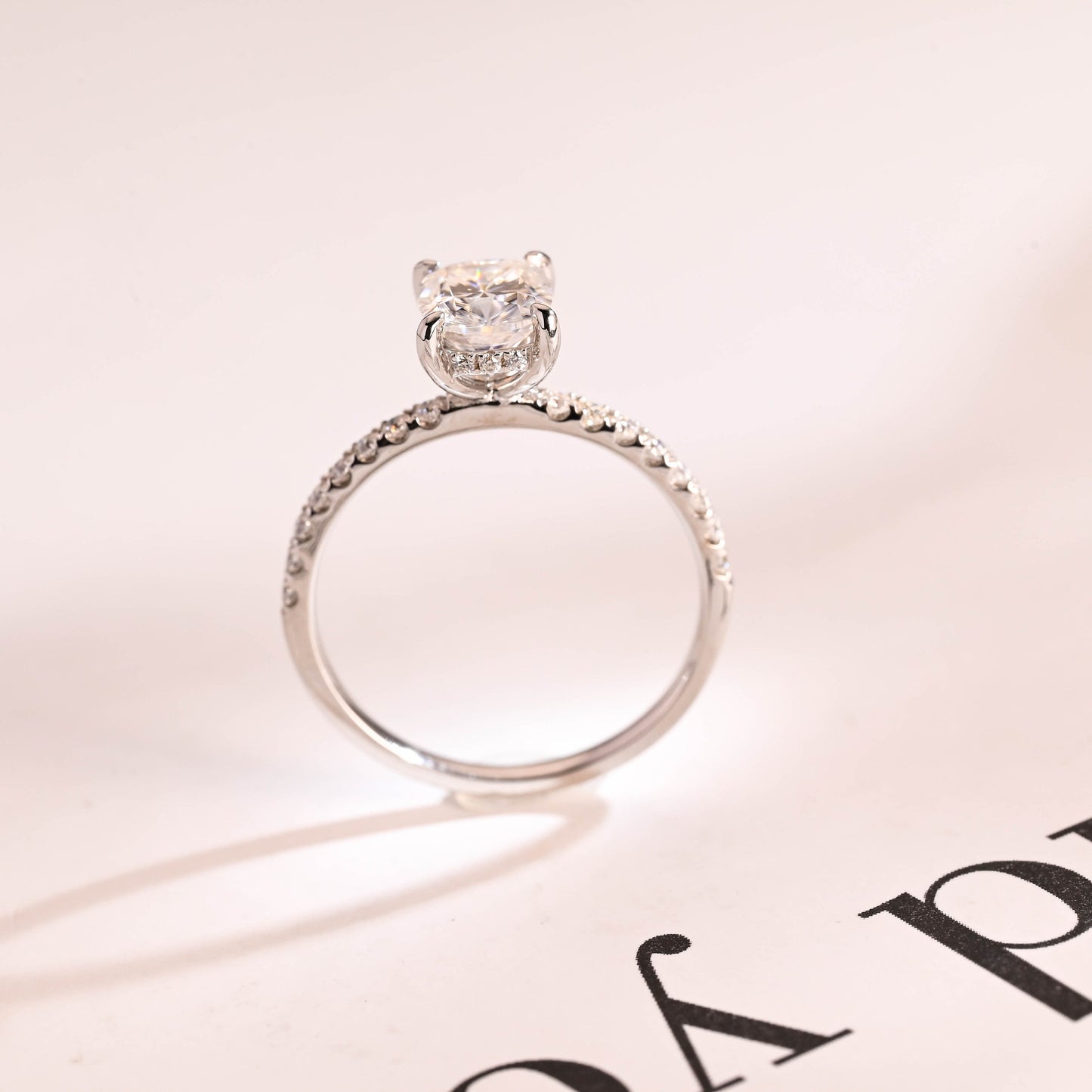 1.22 CT Cushion Cut Hidden Halo Moissanite Engagement Ring