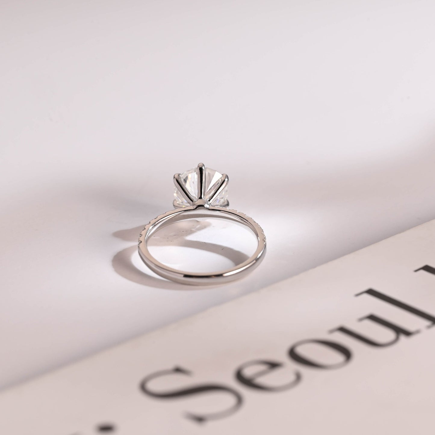 1.0 CT Round Cut Pave Moissanite Engagement Ring