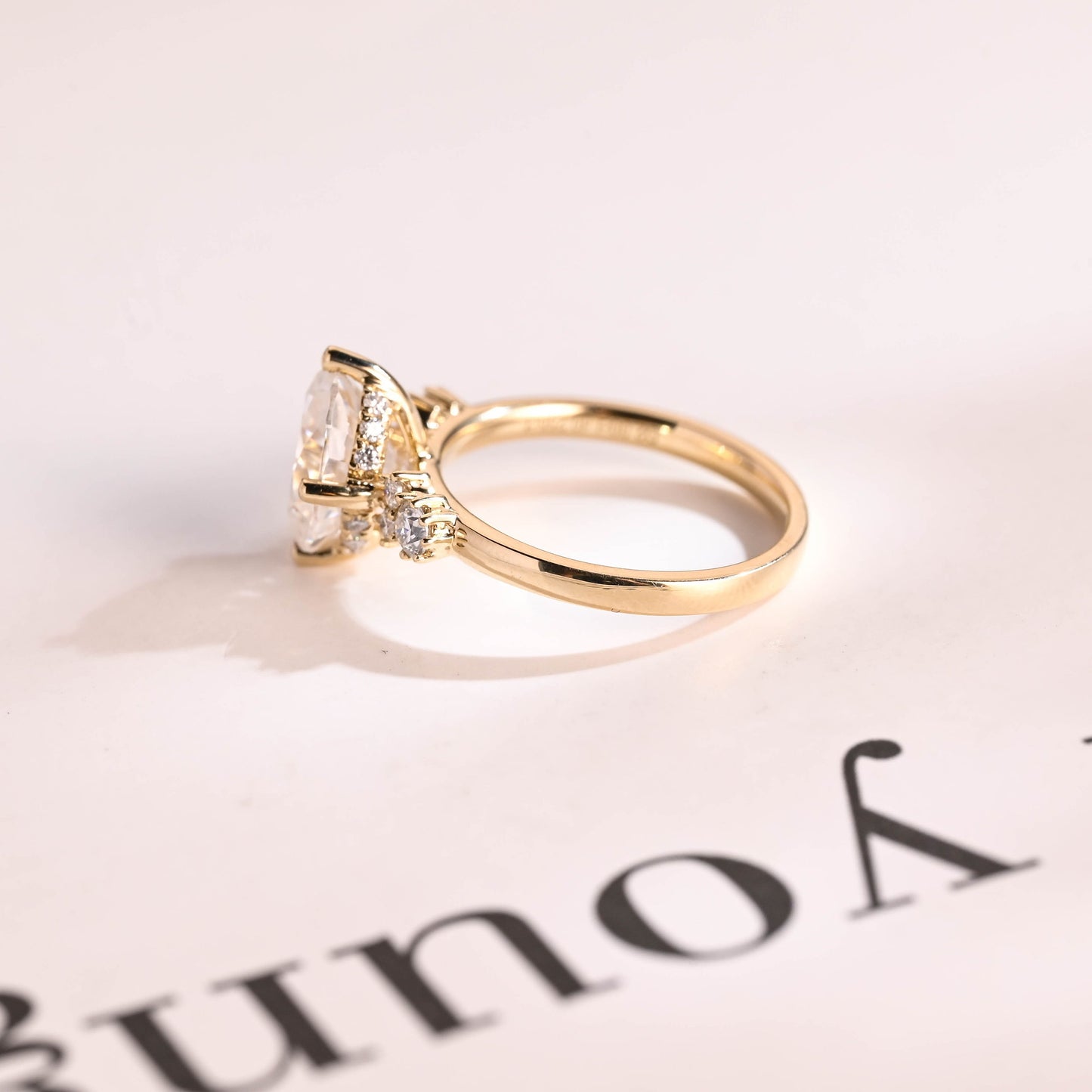 2.0 CT Oval Cut Cluster Moissanite Engagement Ring