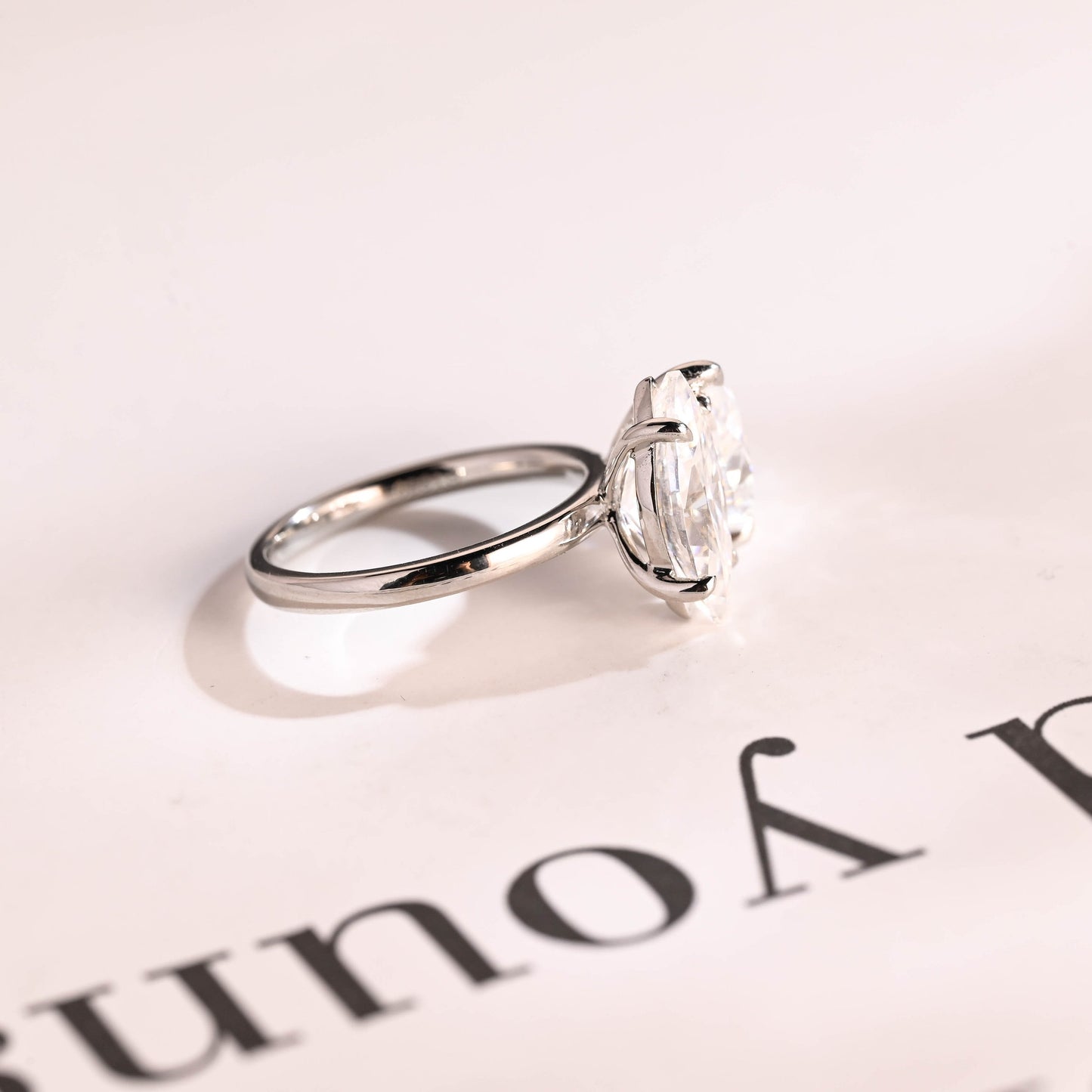 2.0 CT Marquise & Pear Cut Two Stone Moissanite Engagement Ring