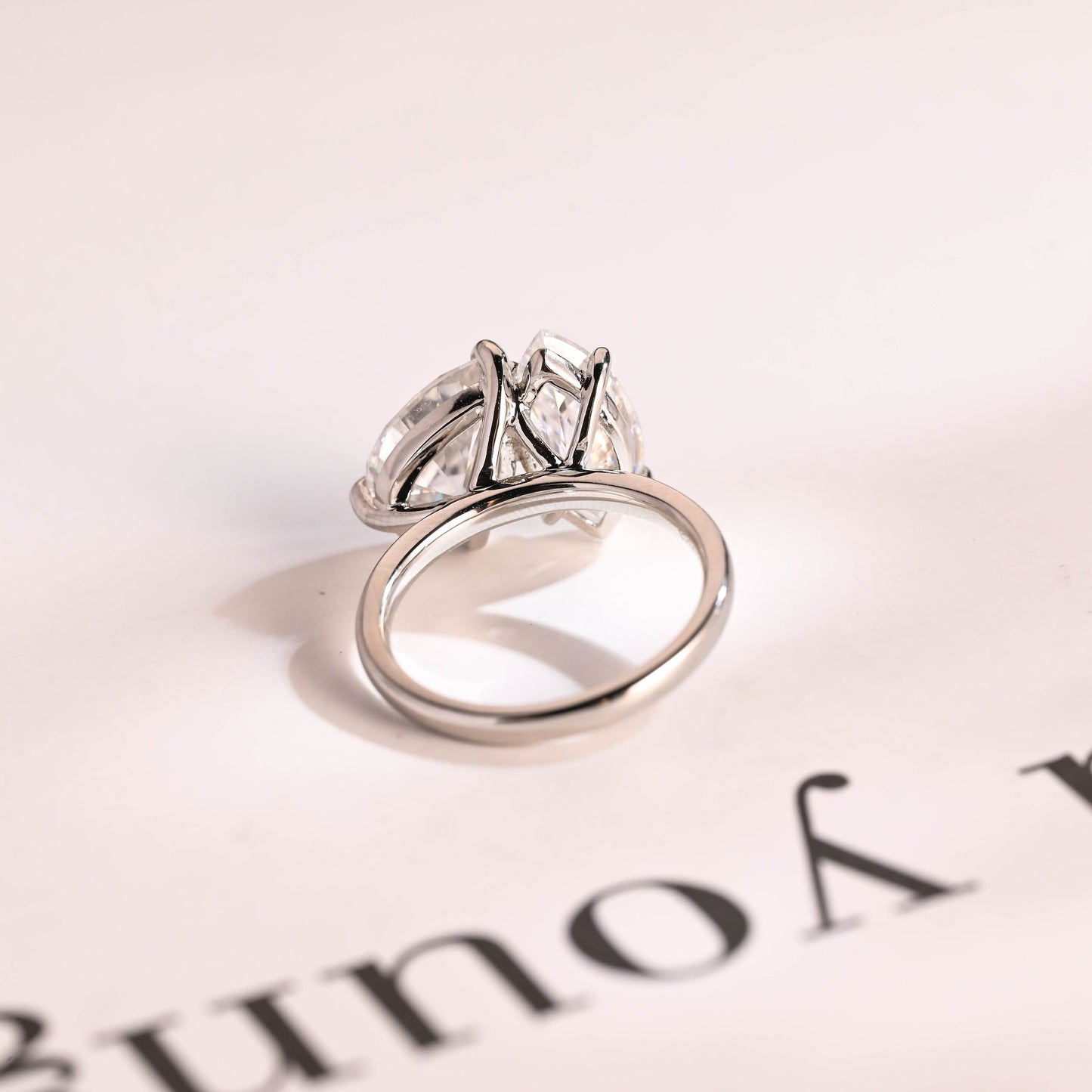 2.0 CT Marquise & Pear Cut Two Stone Moissanite Engagement Ring