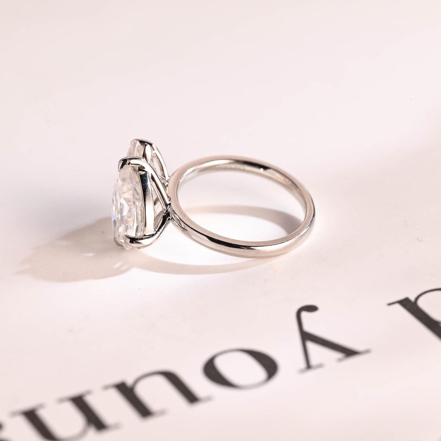2.0 CT Marquise & Pear Cut Two Stone Moissanite Engagement Ring