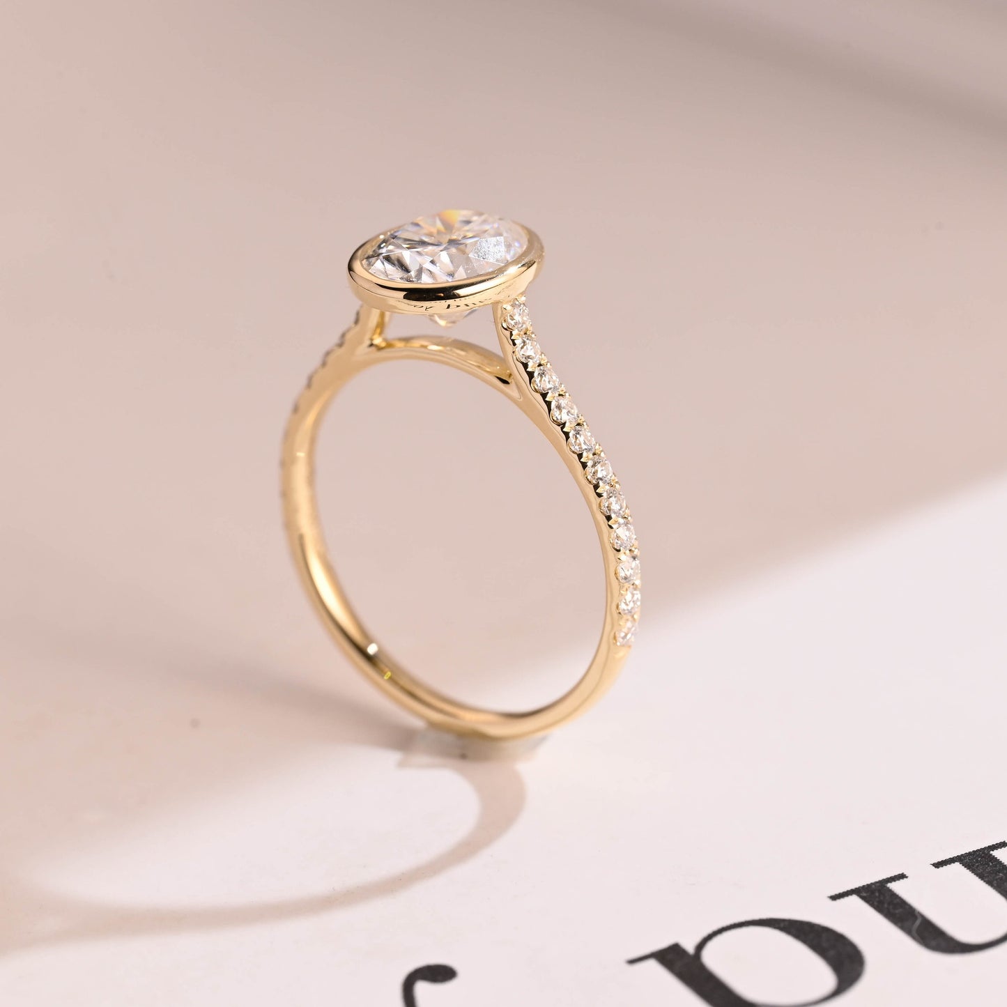 2.0 CT Oval Cut Bezel Moissanite Engagement Ring
