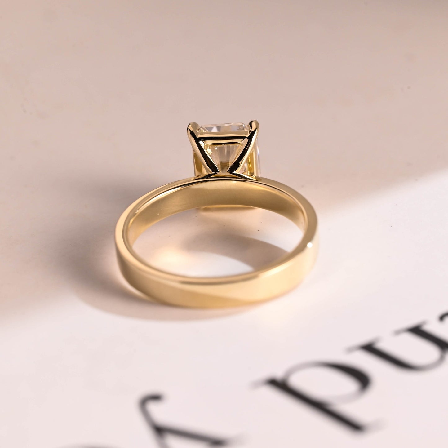 3.0 CT Radiant Cut Wide Band Moissanite Engagement Ring