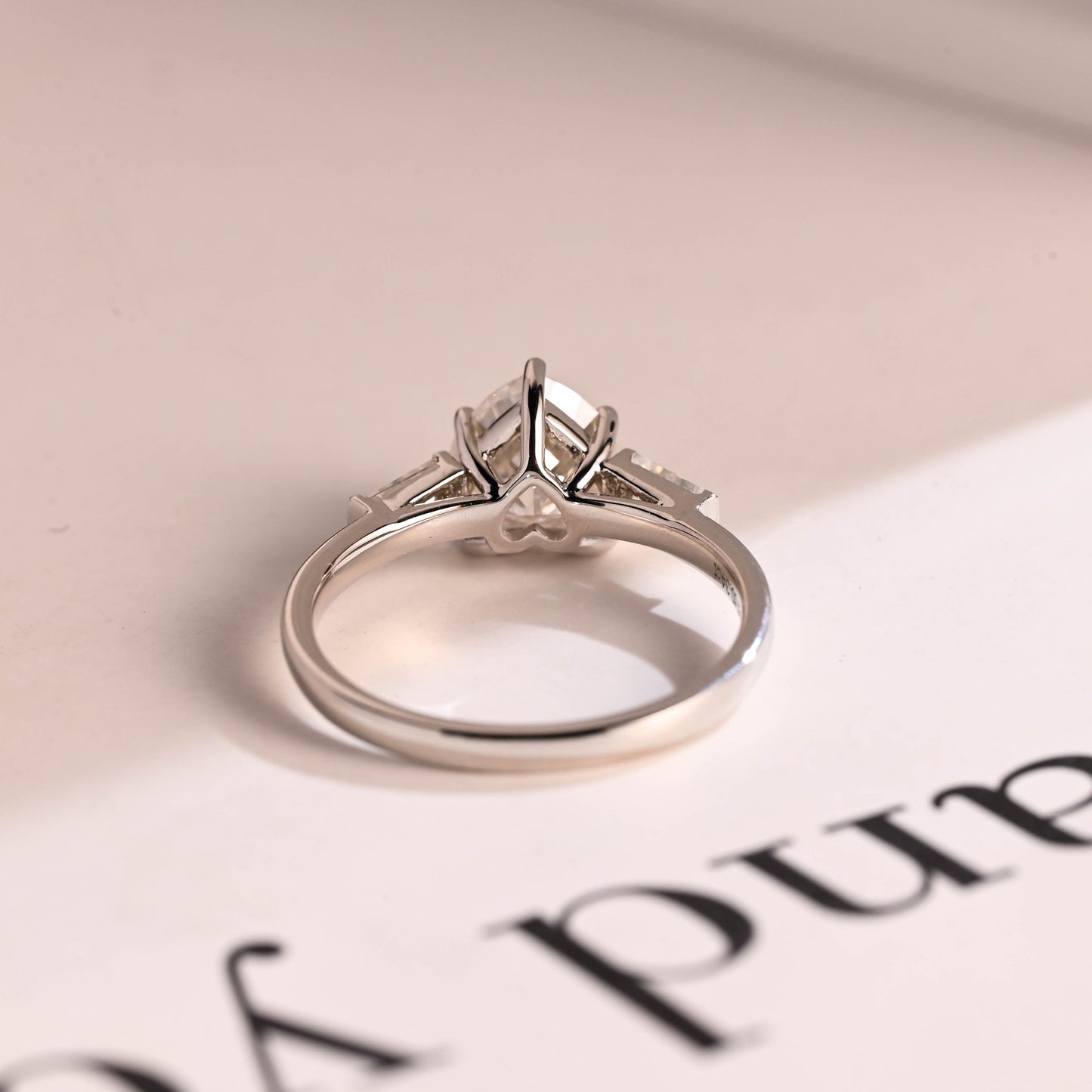 2.0 CT Heart Cut Three Stone Moissanite Engagement Ring