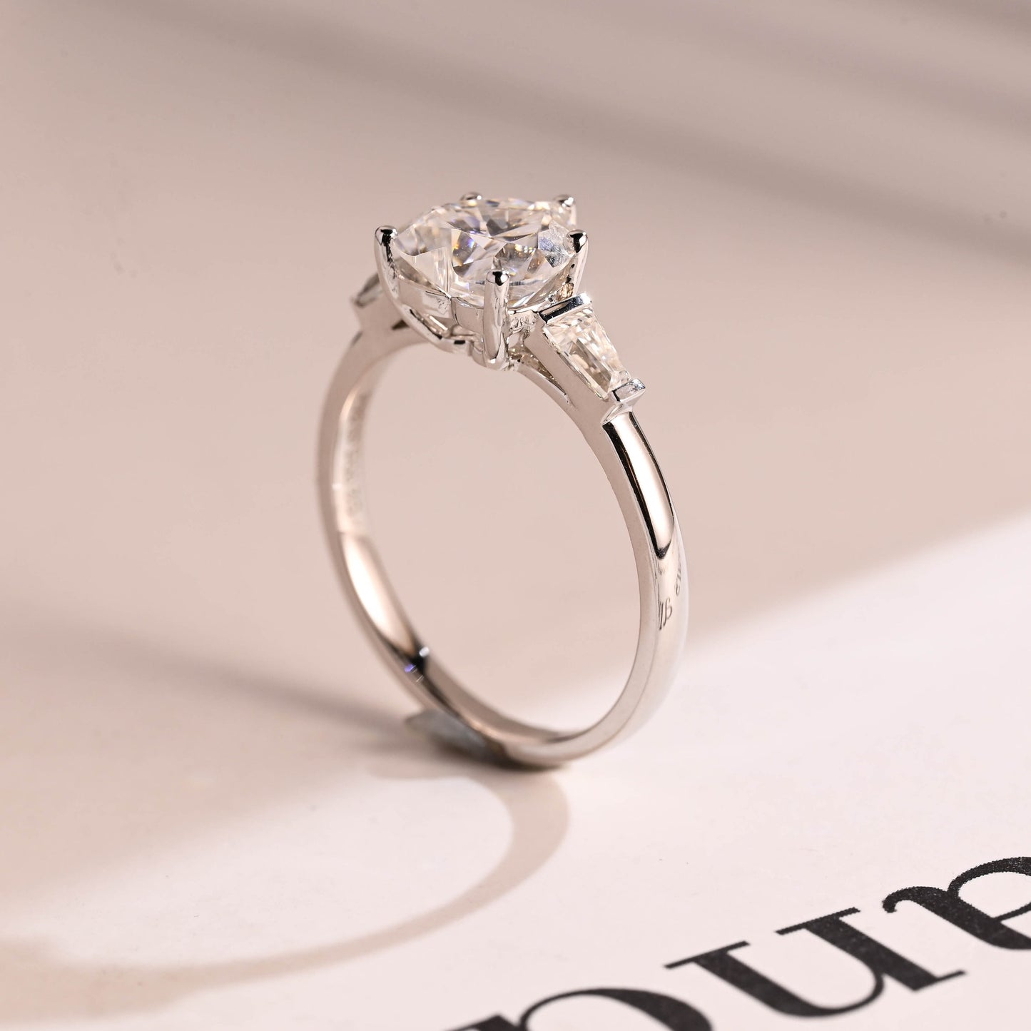 2.0 CT Heart Cut Three Stone Moissanite Engagement Ring