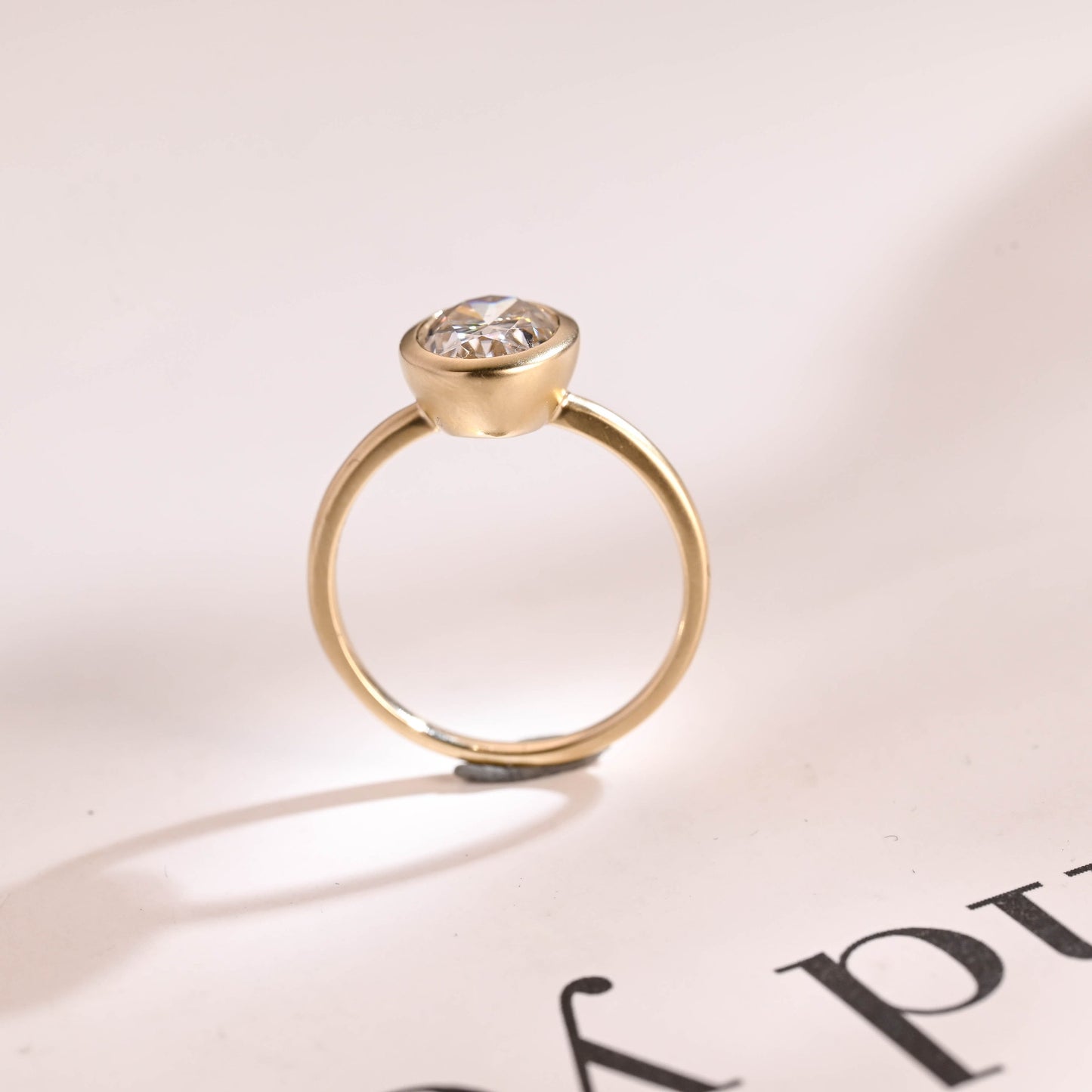 2.5 CT Oval Cut Bezel Moissanite Engagement Ring