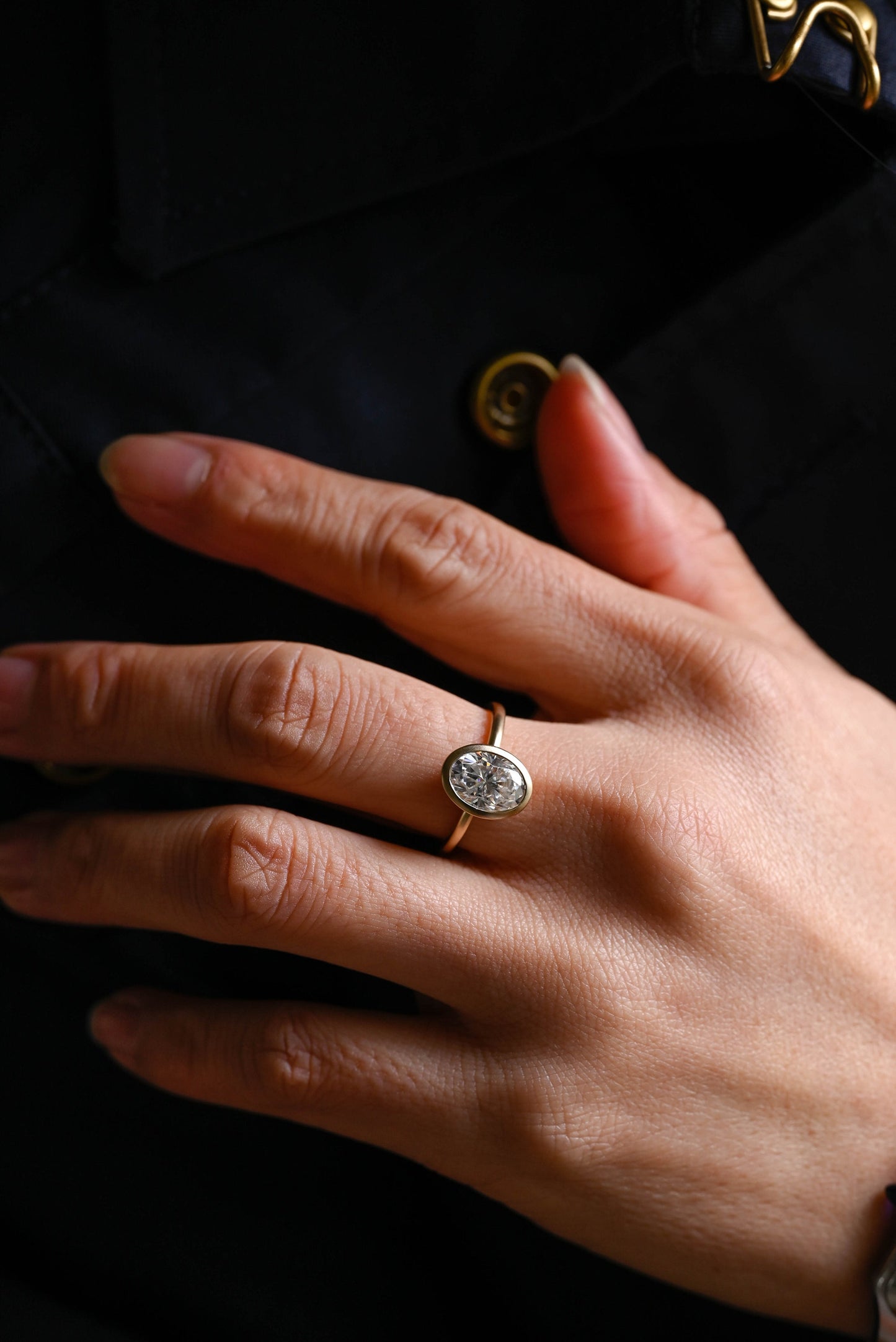 2.5 CT Oval Cut Bezel Moissanite Engagement Ring