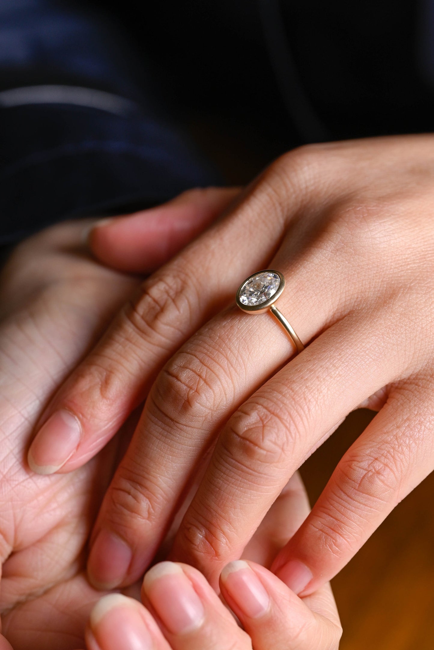 2.5 CT Oval Cut Bezel Moissanite Engagement Ring